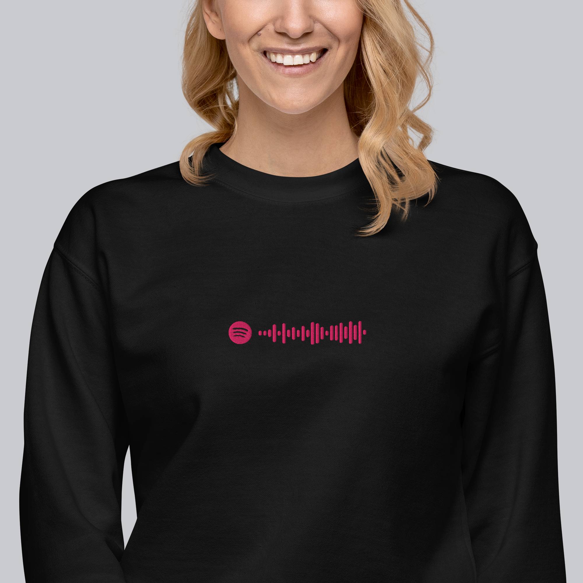 Black long-sleeve shirt with custom Music Code