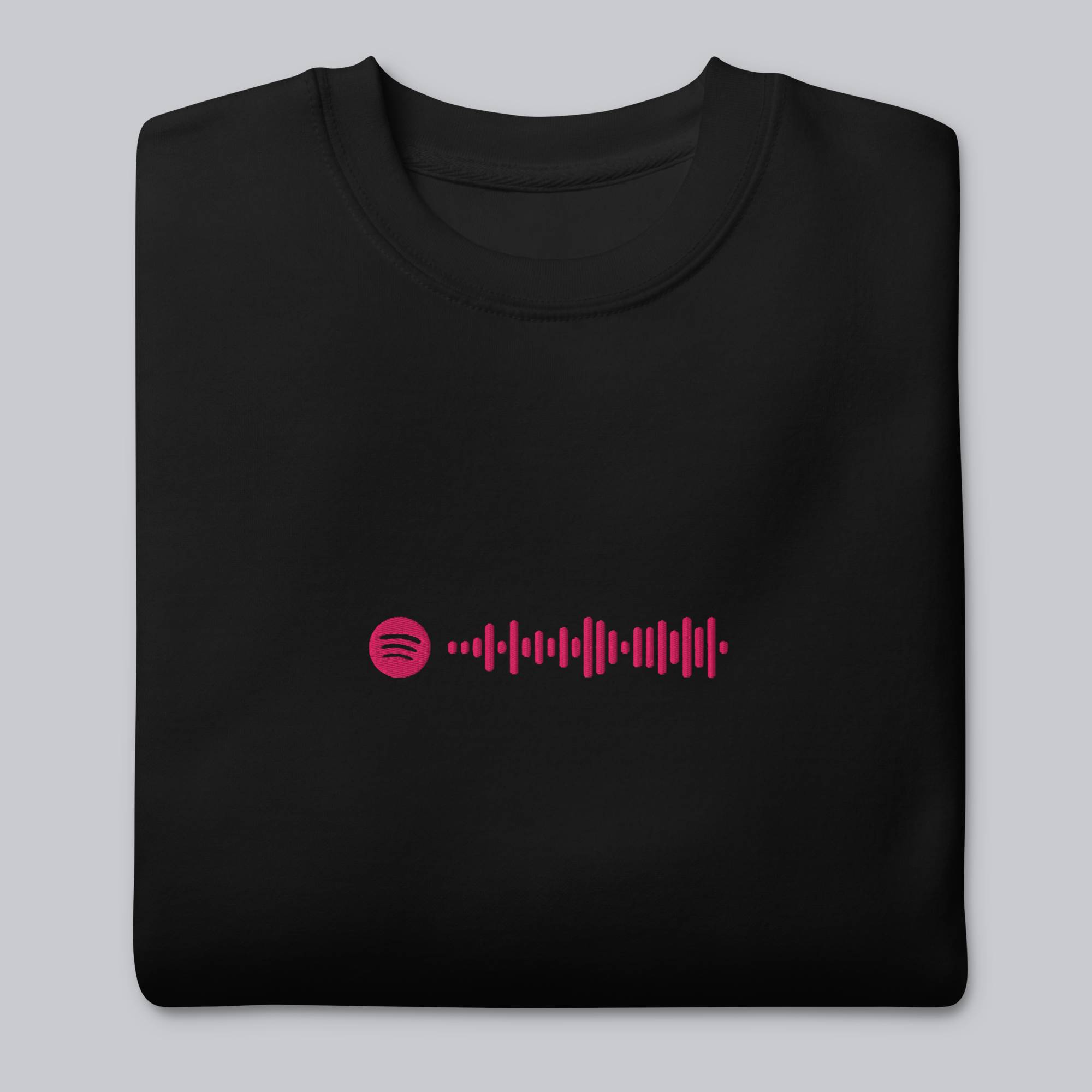 Black long-sleeve shirt with custom Music Code