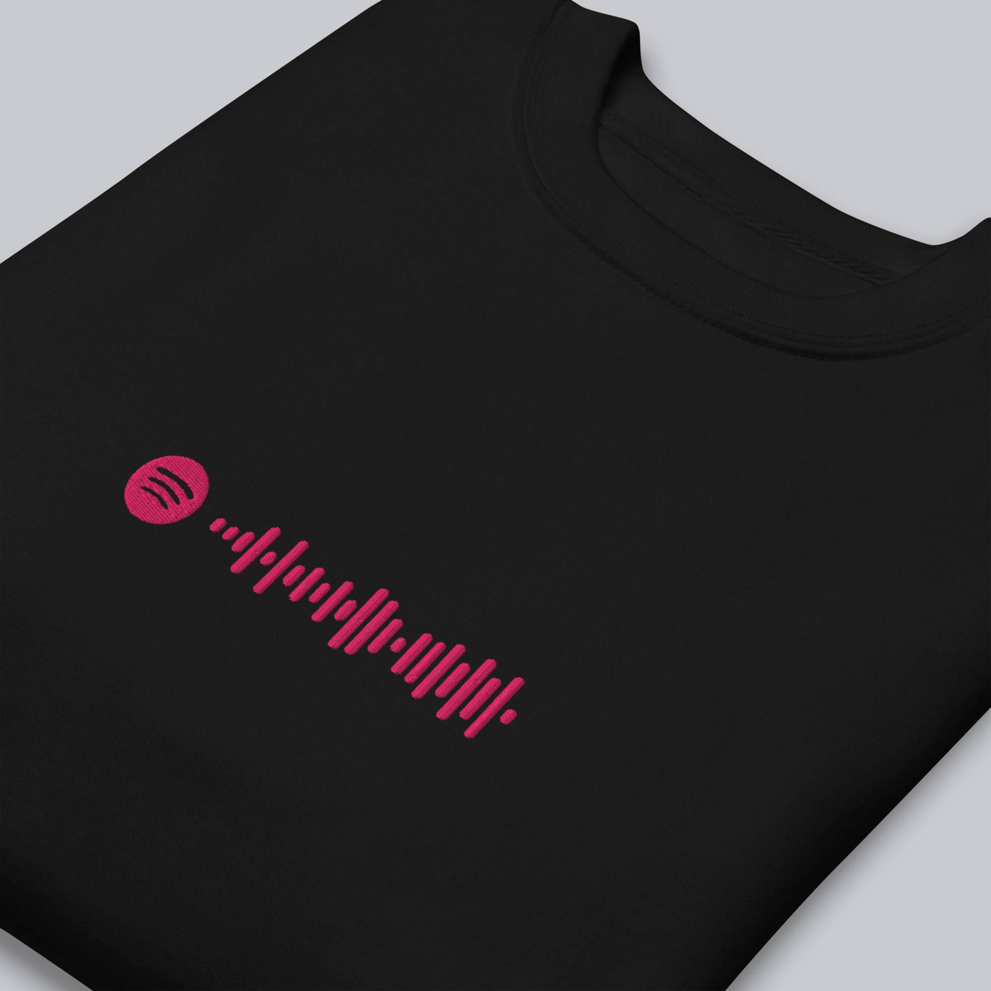 Black long-sleeve shirt with custom Music Code