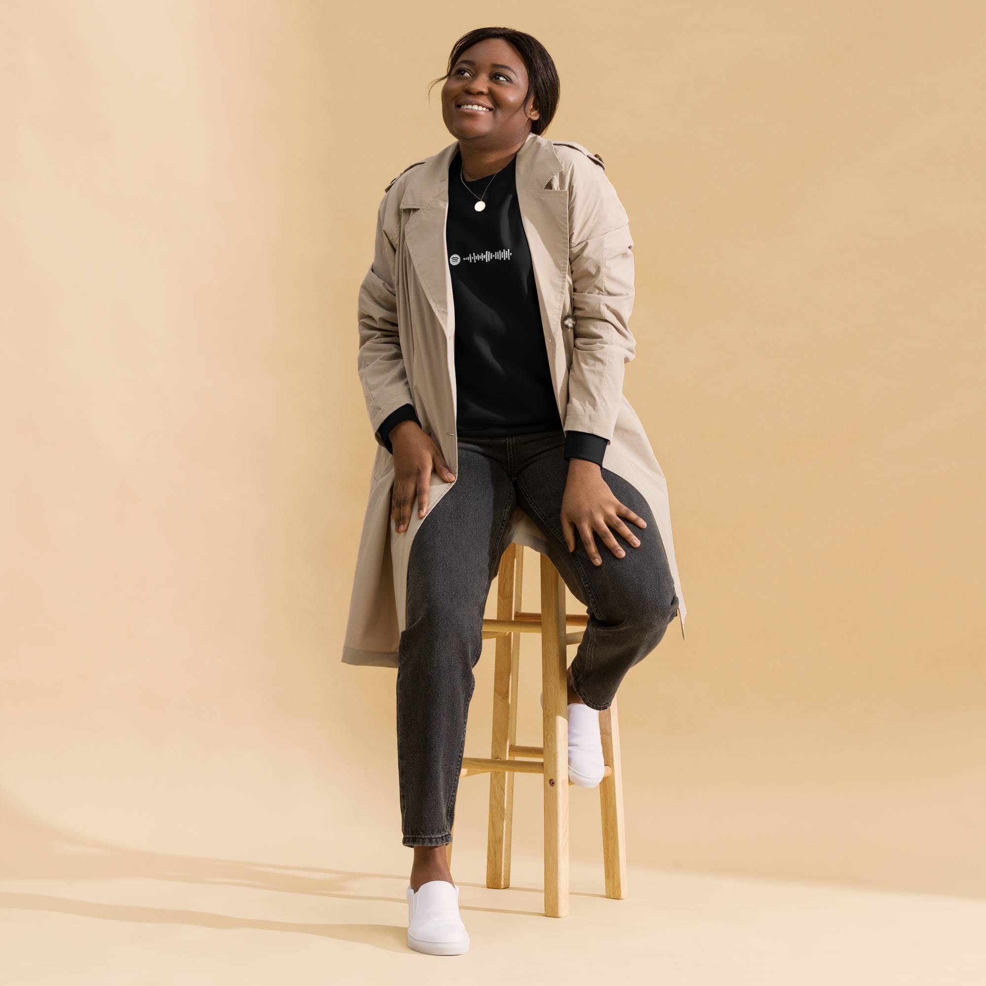 Black long-sleeve shirt with custom Music Code