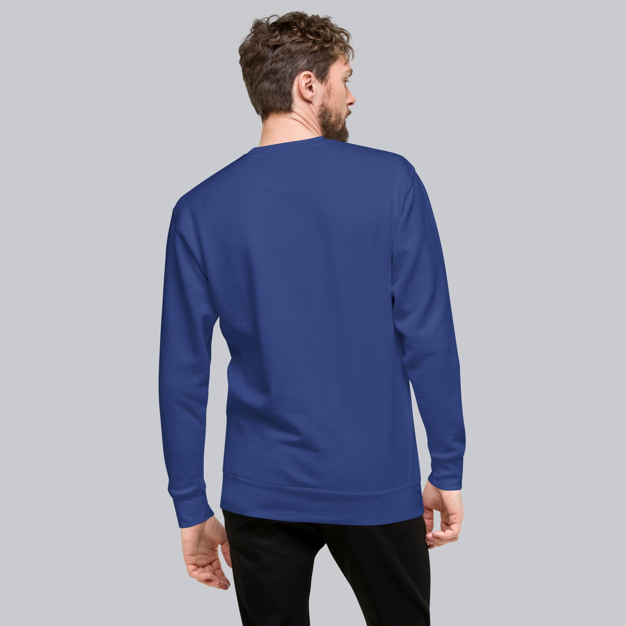 Blue long-sleeve shirt with custom Music Code