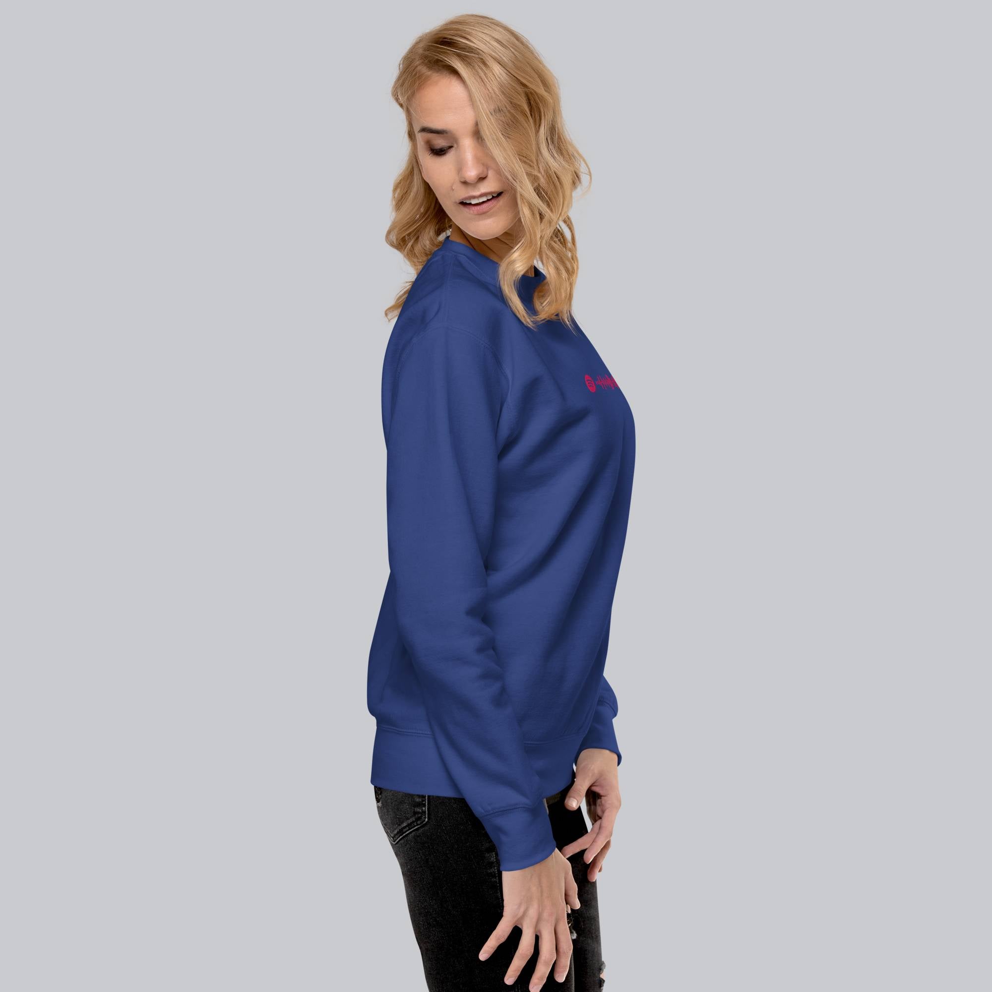 Blue long-sleeve shirt with custom Music Code