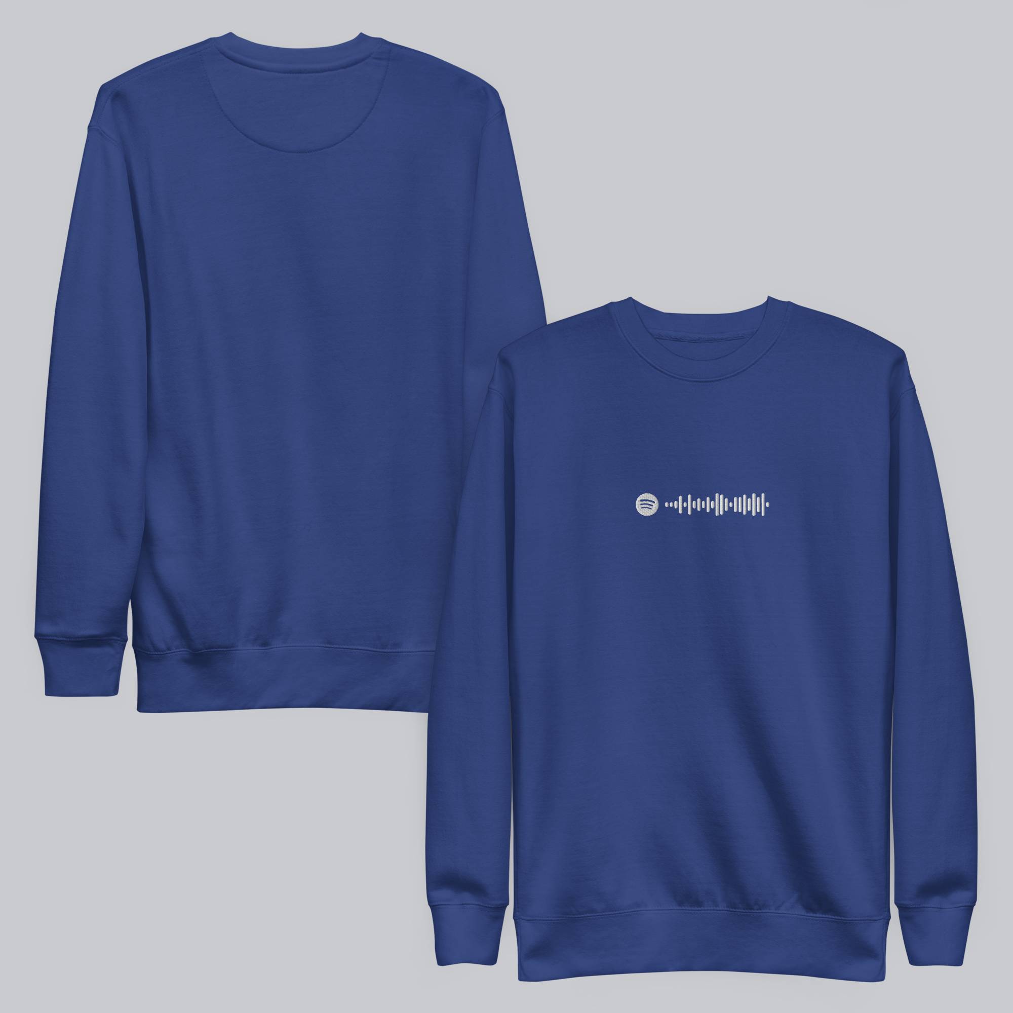 Blue long-sleeve shirt with custom Music Code