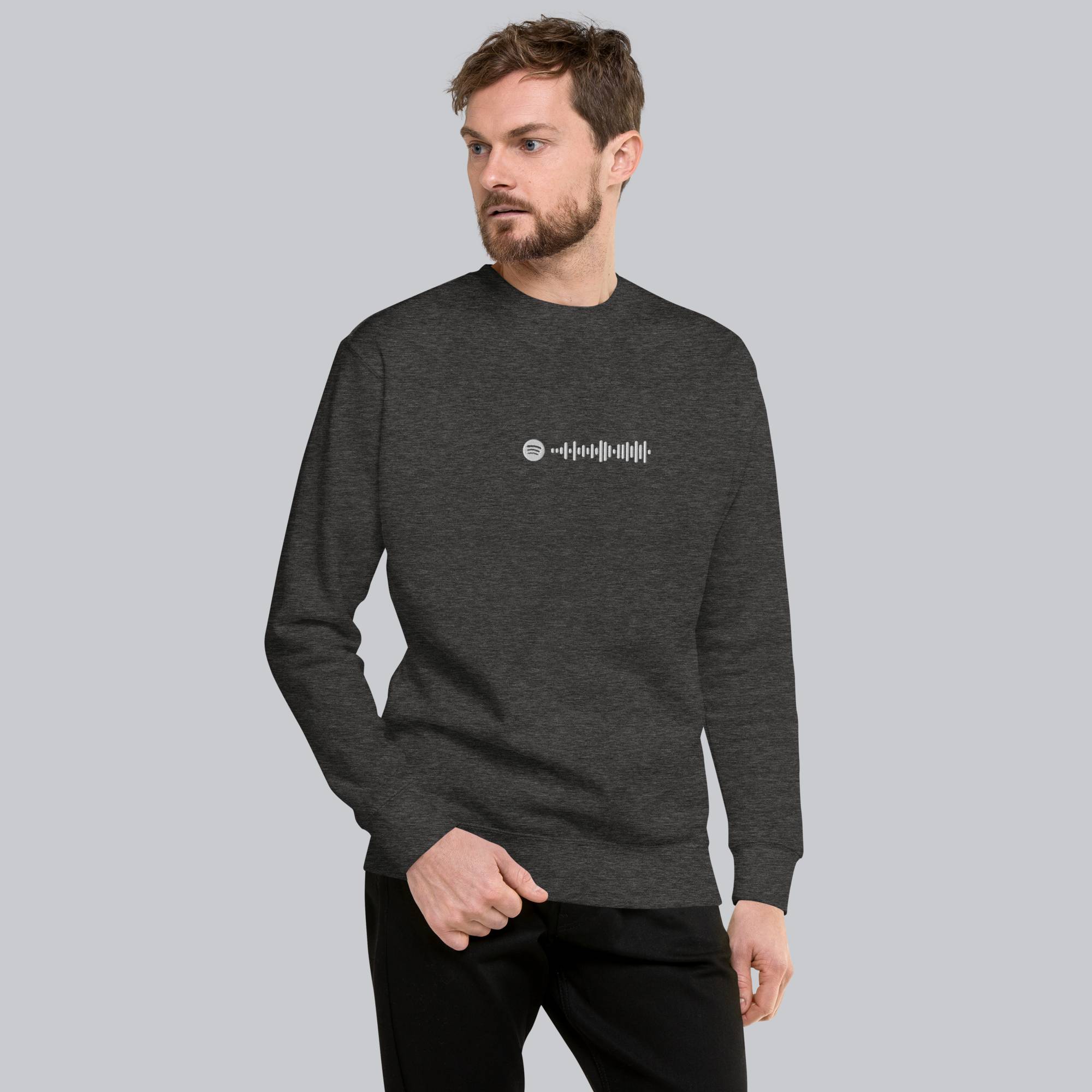 Dark Grey long-sleeve shirt with custom Music Code