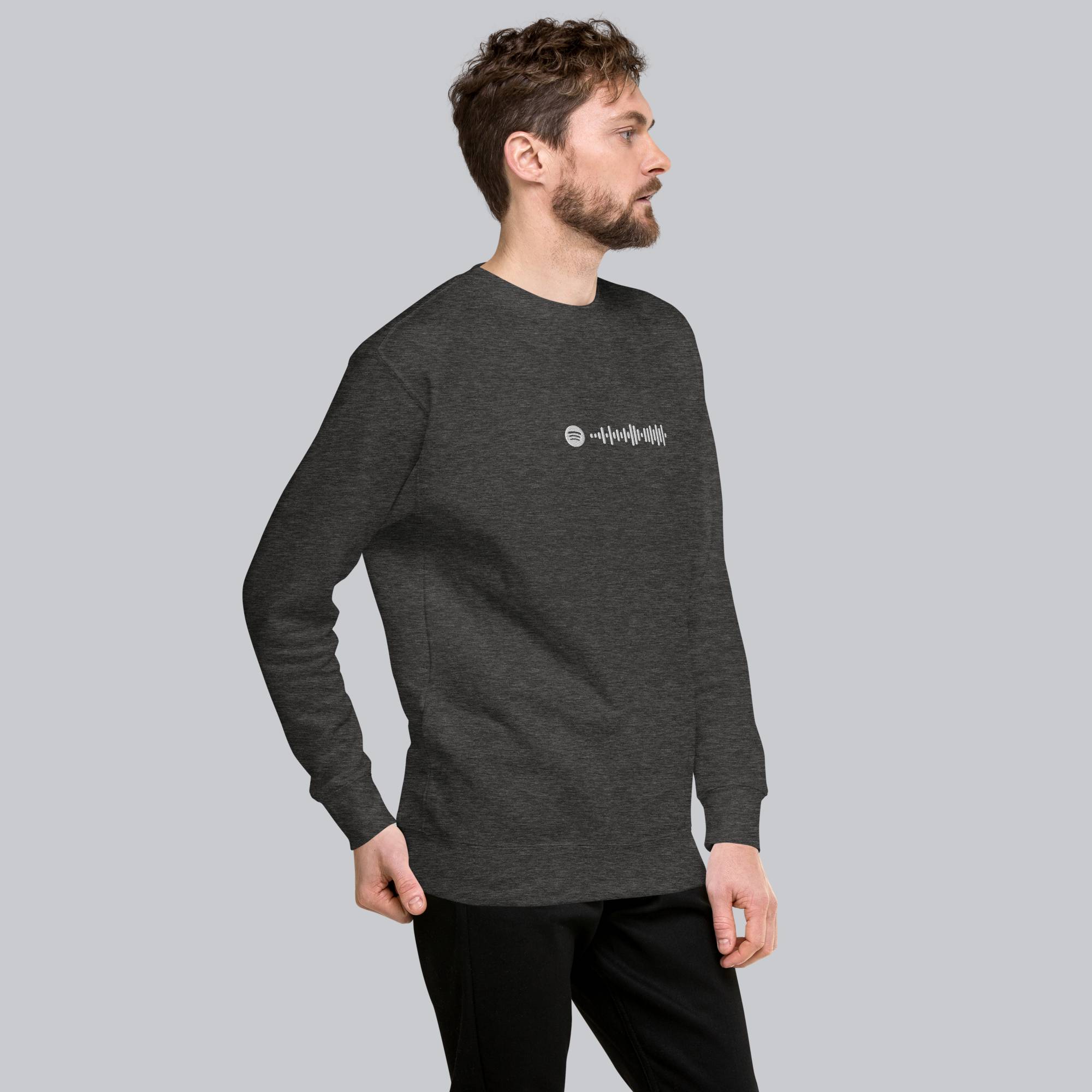 Dark Grey long-sleeve shirt with custom Music Code