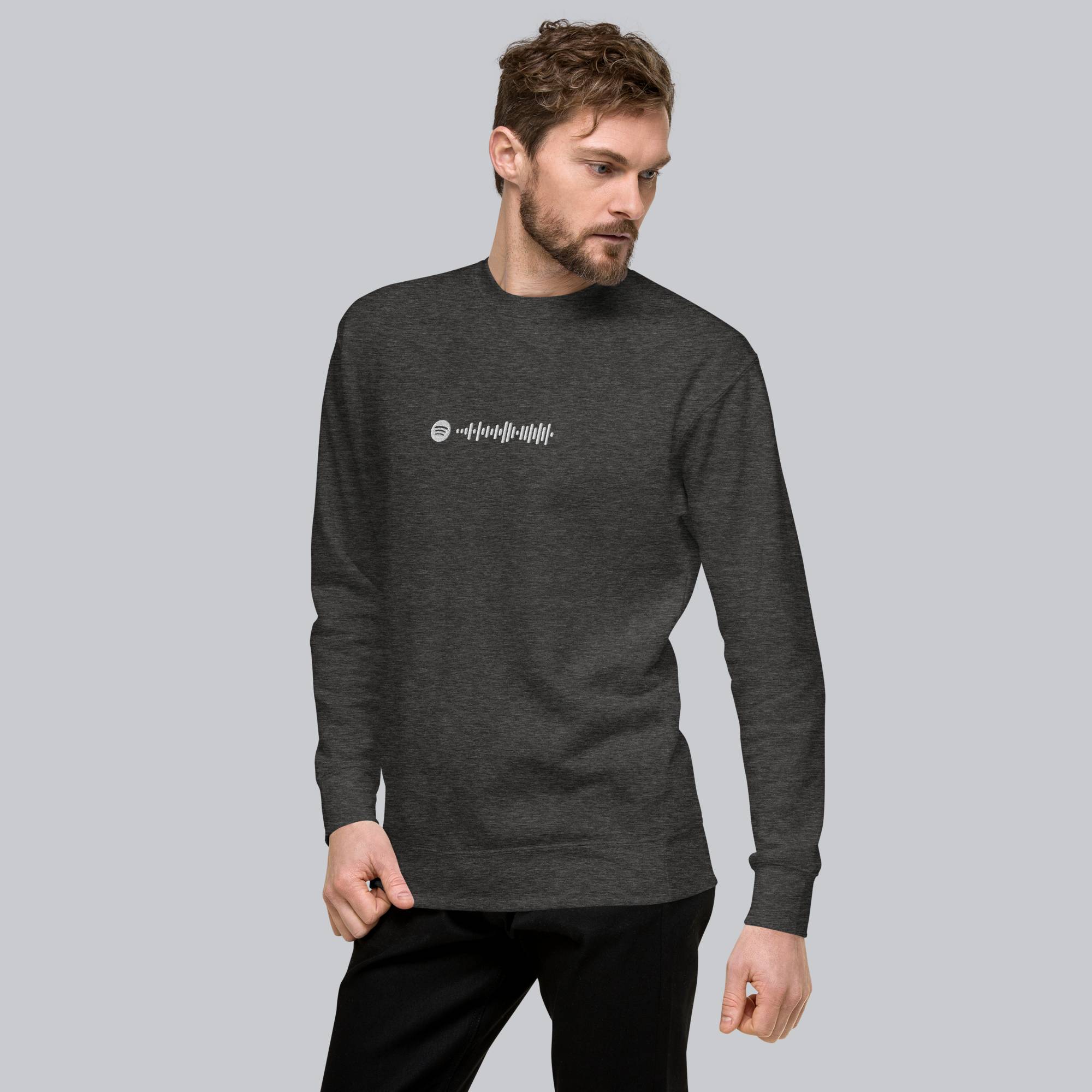 Dark Grey long-sleeve shirt with custom Music Code