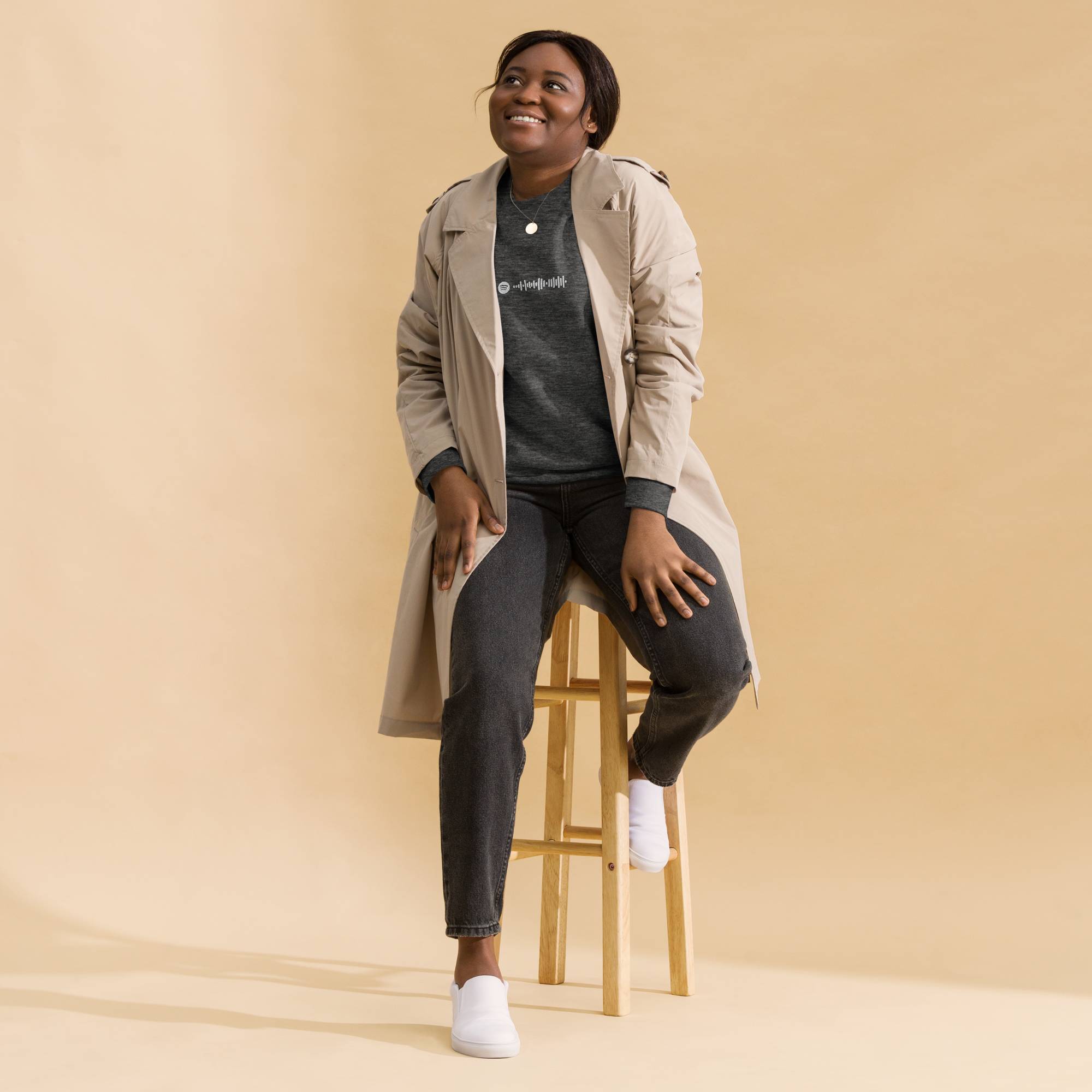 Dark Grey long-sleeve shirt with custom Music Code