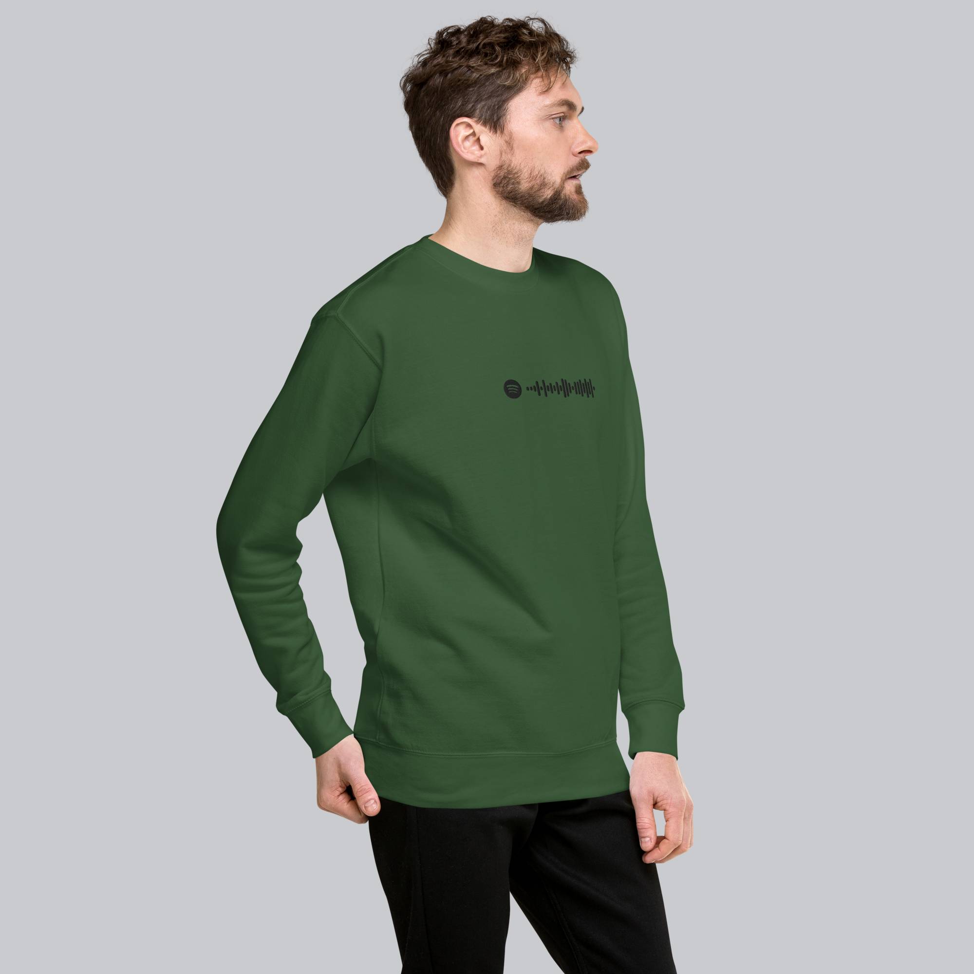Green long-sleeve shirt with custom Music Code