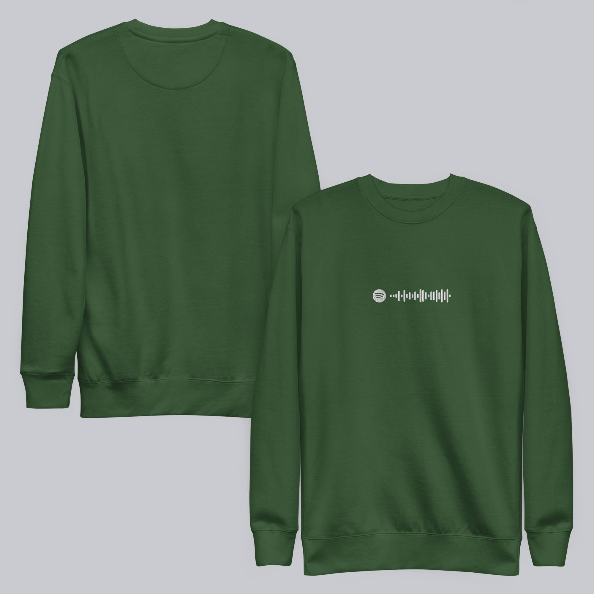 Green long-sleeve shirt with custom Music Code