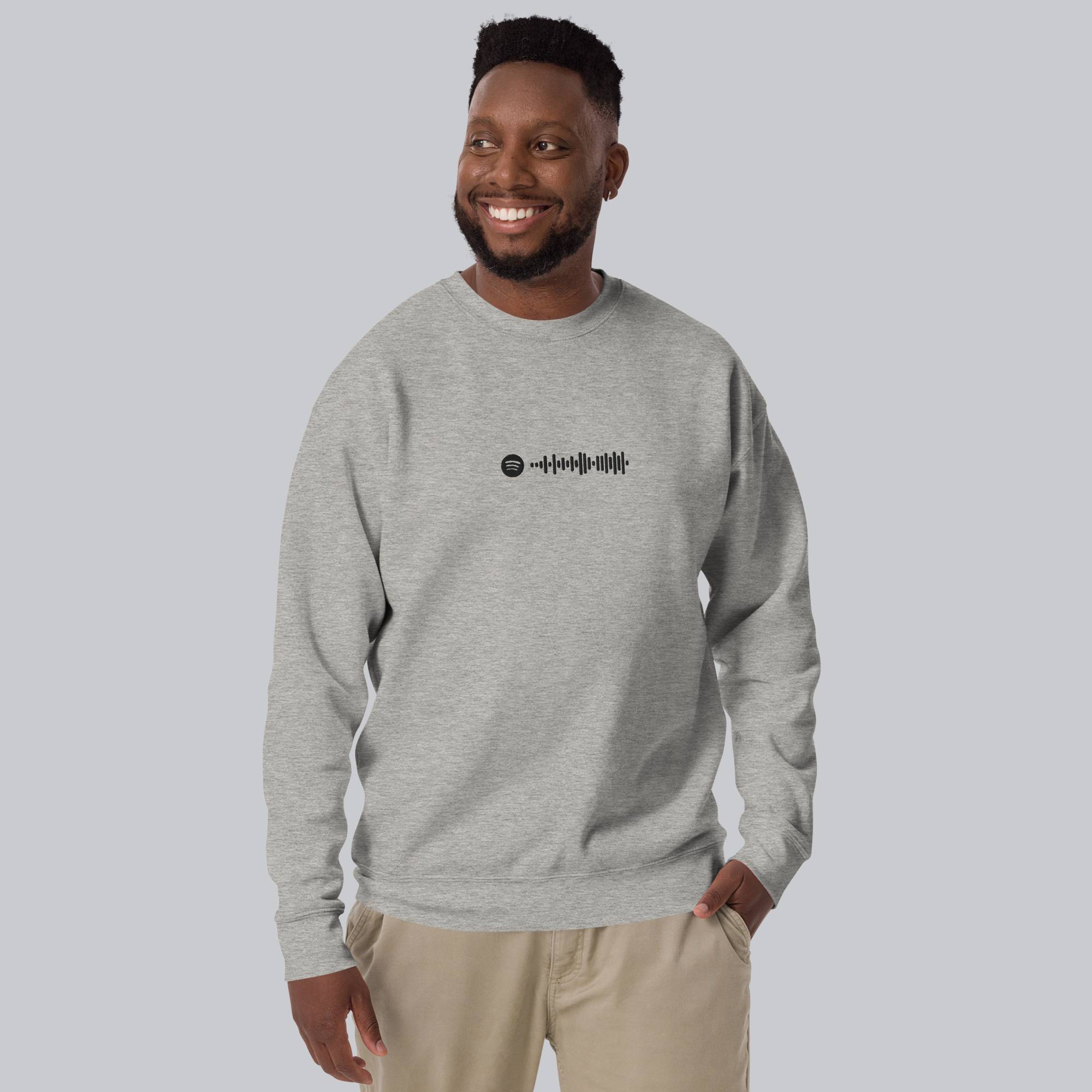 Grey long-sleeve shirt with custom Music Code