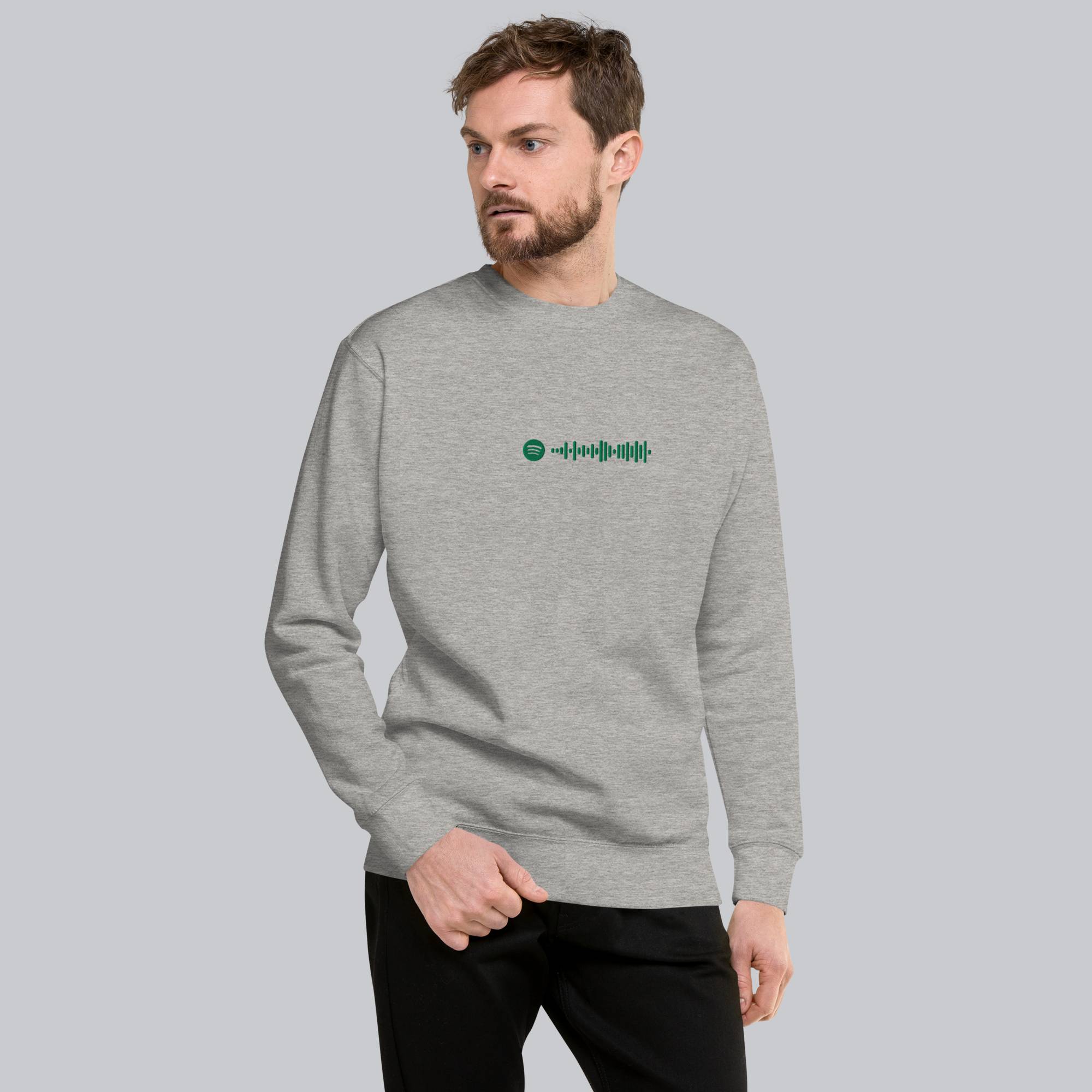 Grey long-sleeve shirt with custom Music Code