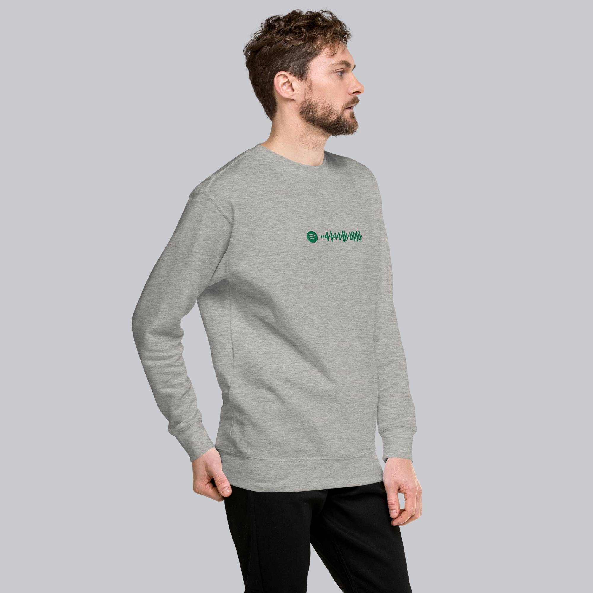 Grey long-sleeve shirt with custom Music Code