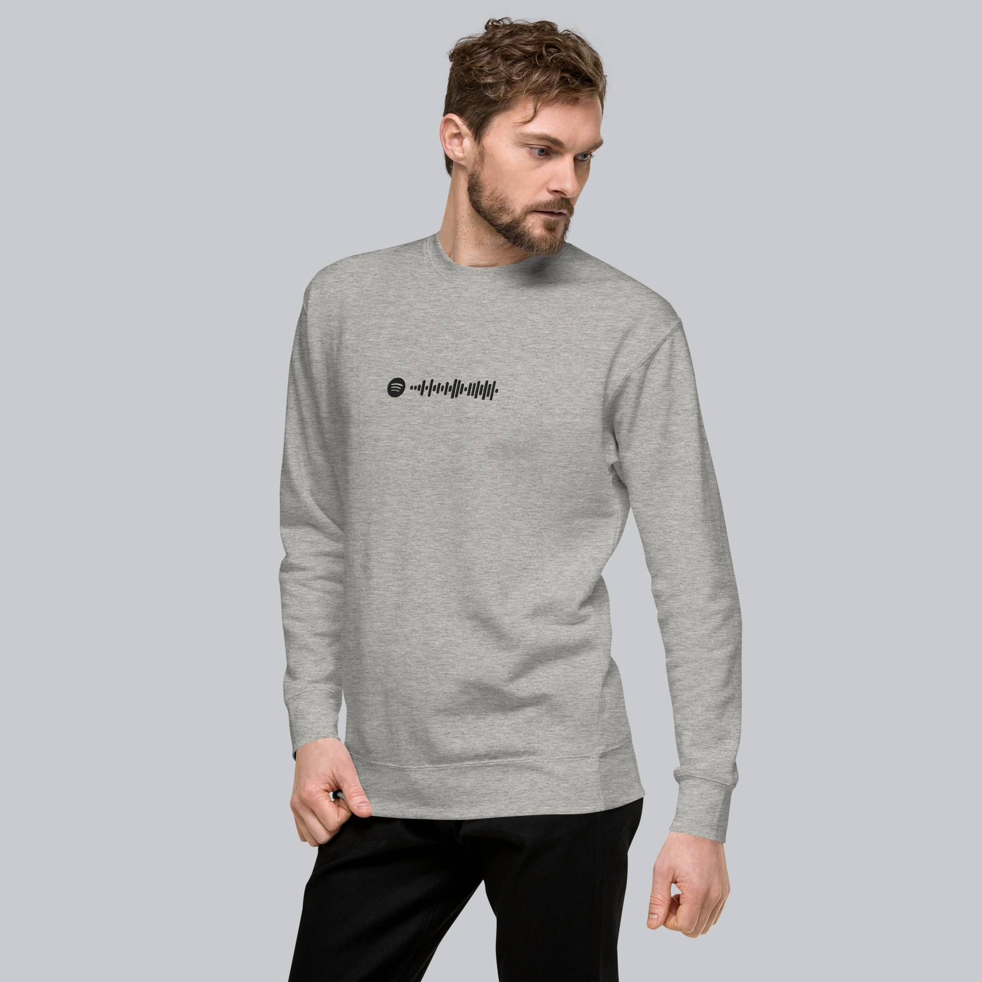 Grey long-sleeve shirt with custom Music Code