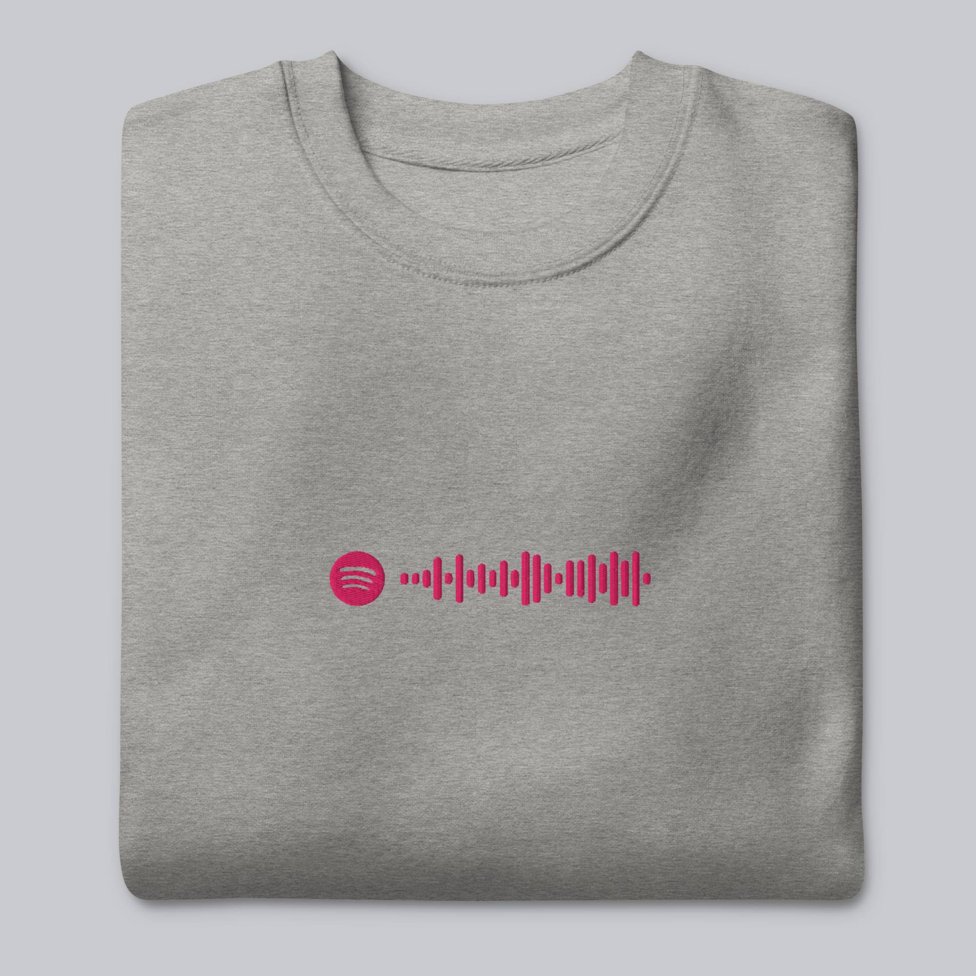 Grey long-sleeve shirt with custom Music Code