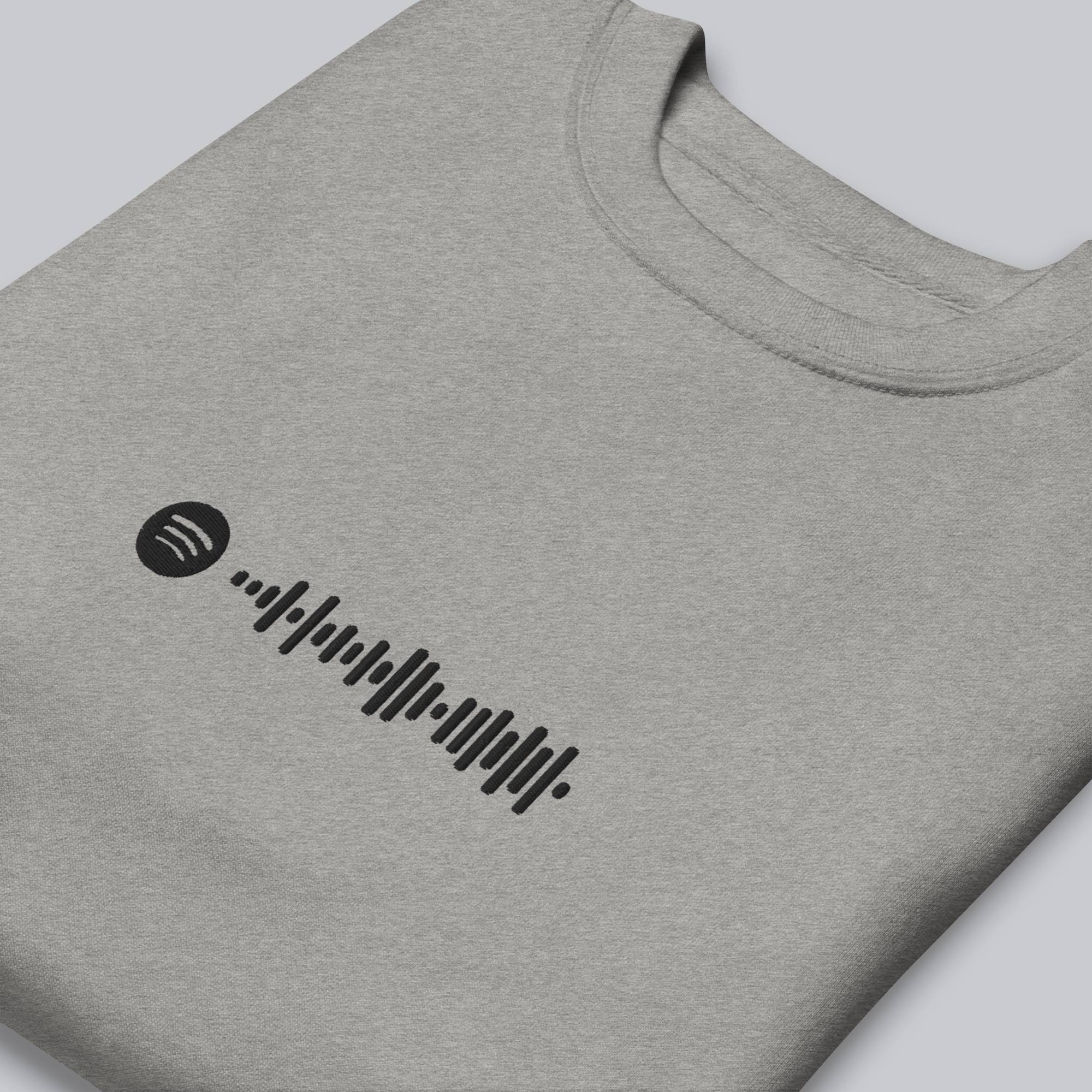 Grey long-sleeve shirt with custom Music Code