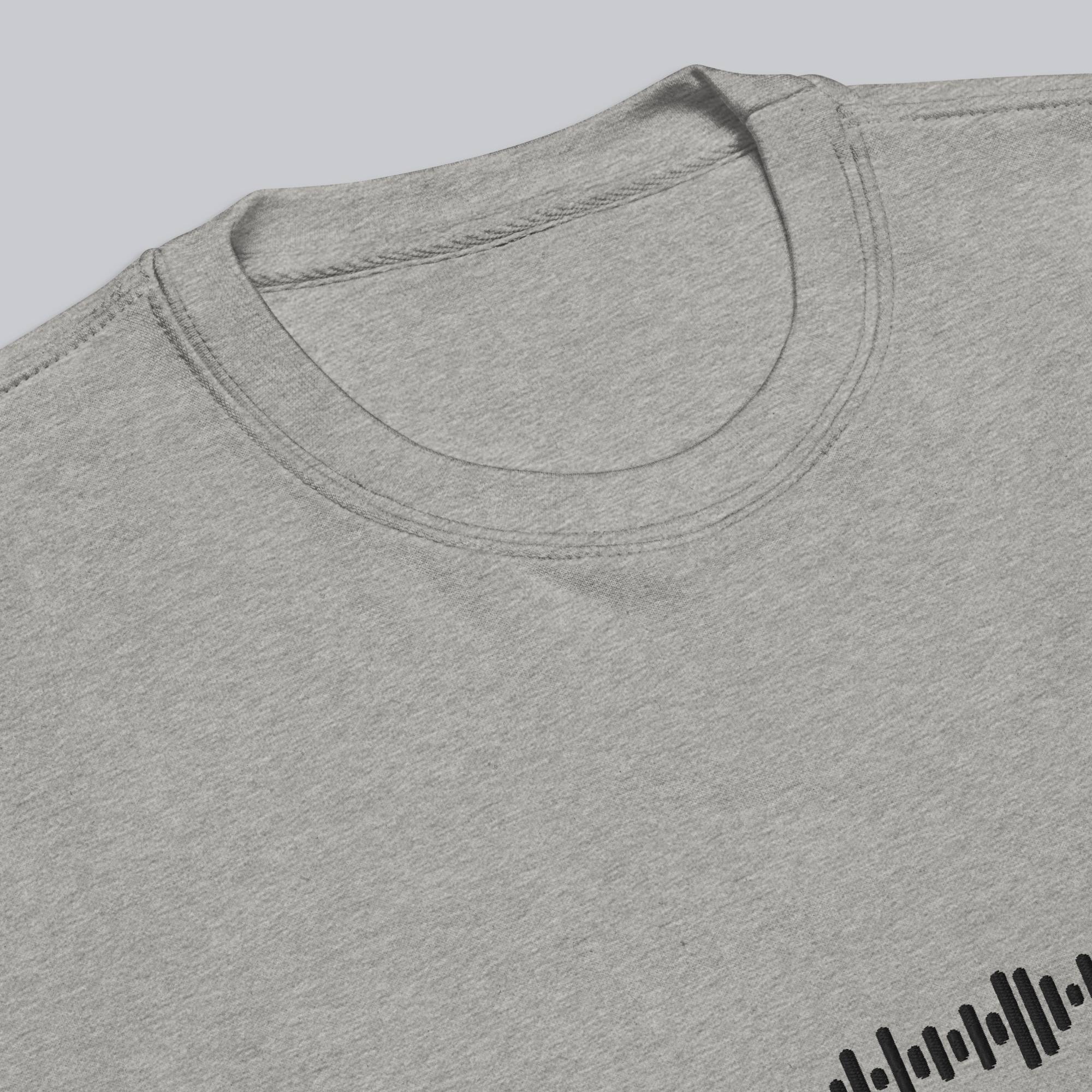 Grey long-sleeve shirt with custom Music Code