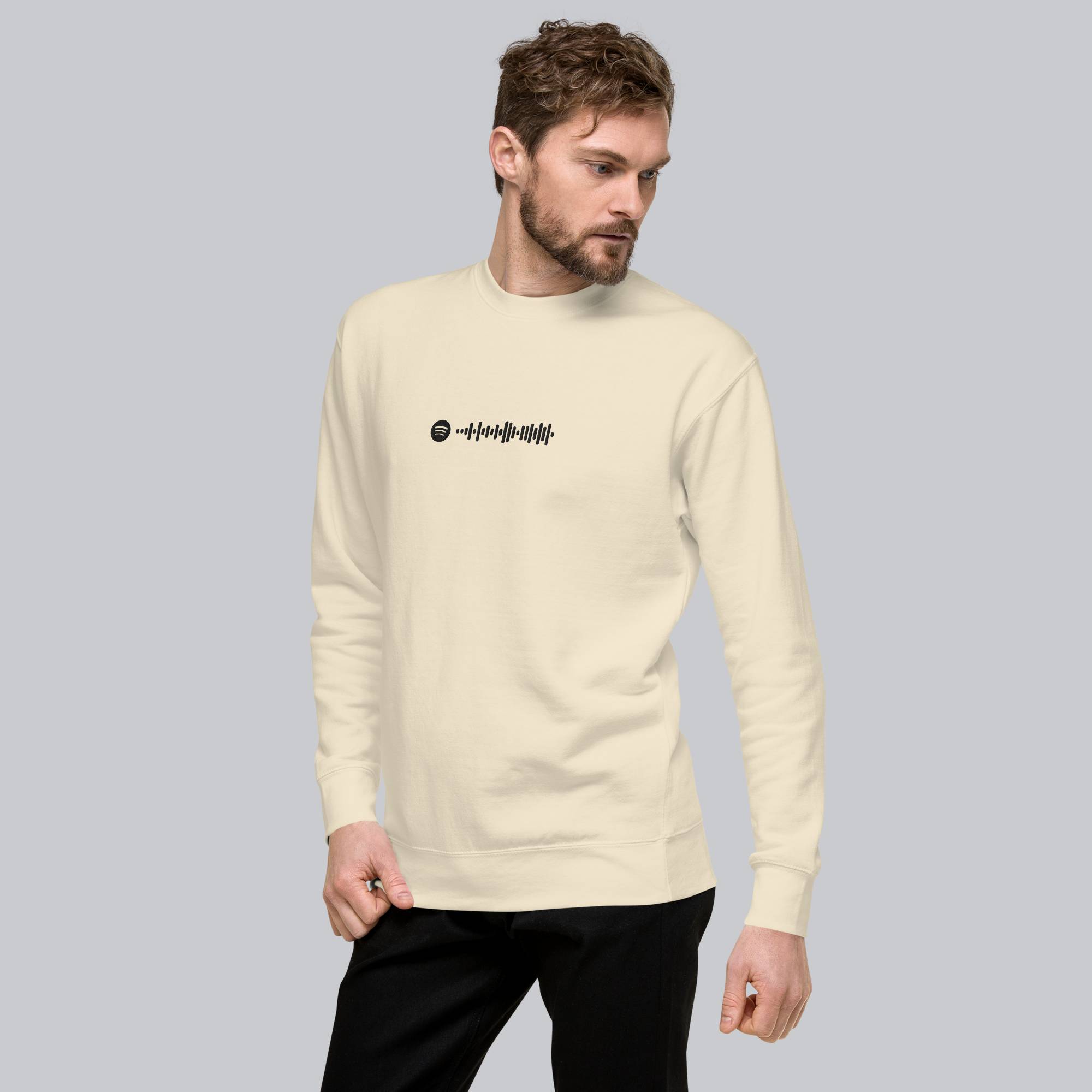 Light Yellow long-sleeve shirt with custom Music Code