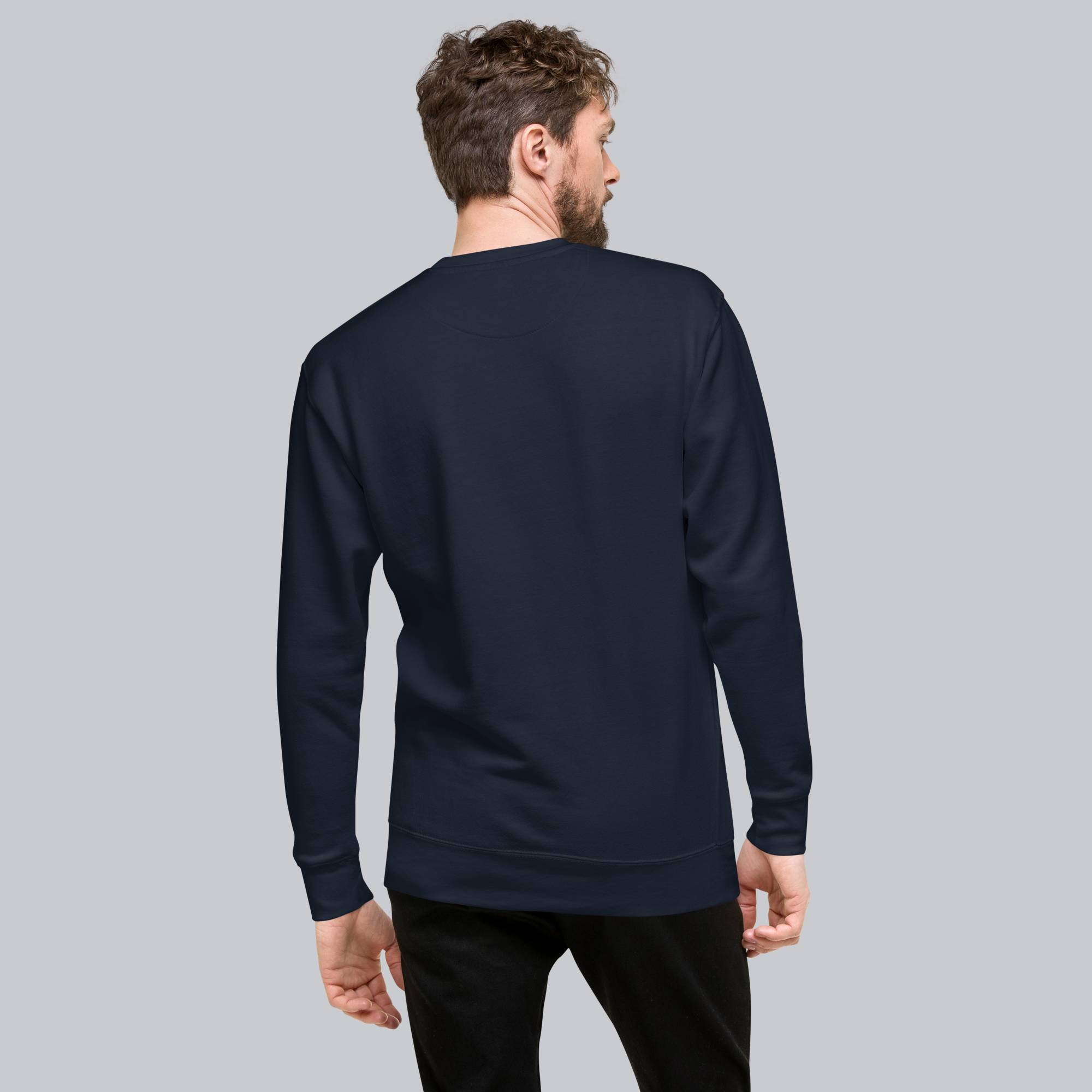 Navy long-sleeve shirt with custom Music Code
