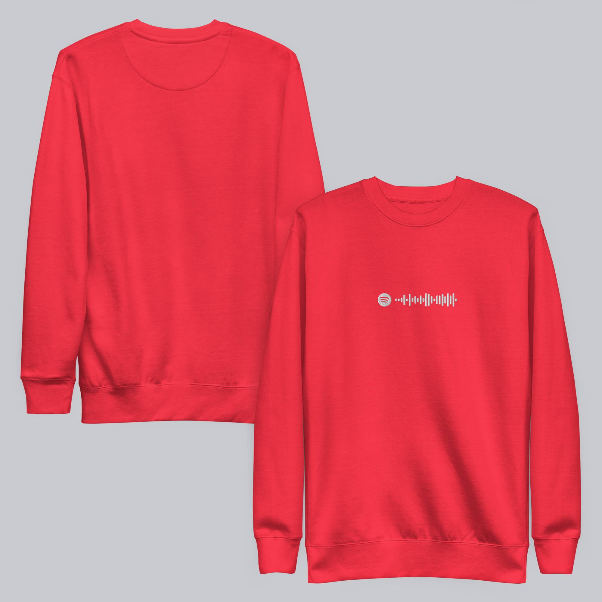 Red long-sleeve shirt with custom Music Code