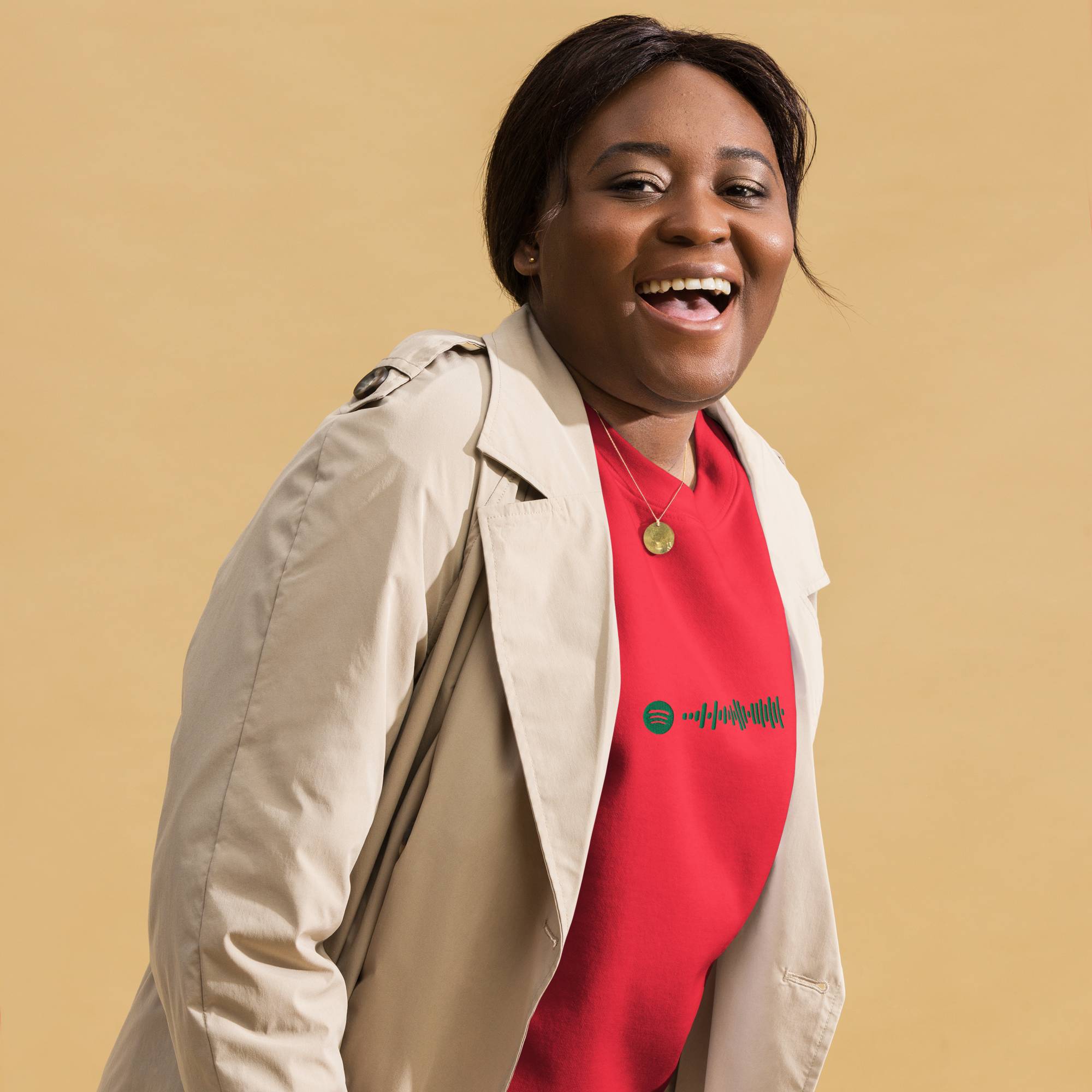 Red long-sleeve shirt with custom Music Code