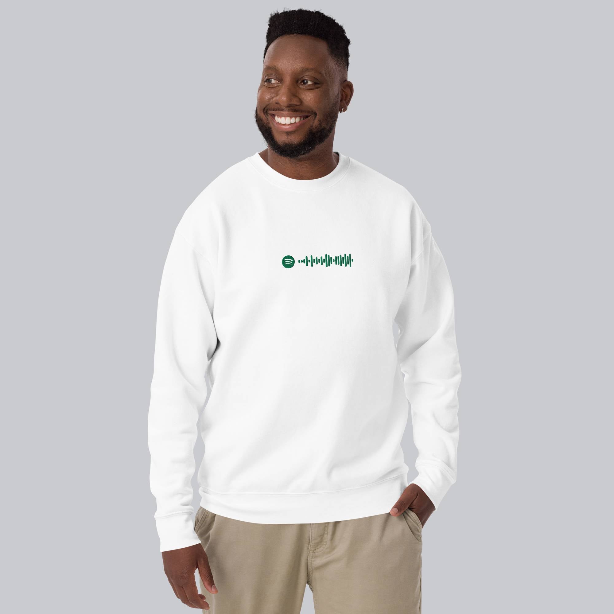 White long-sleeve shirt with custom Music Code