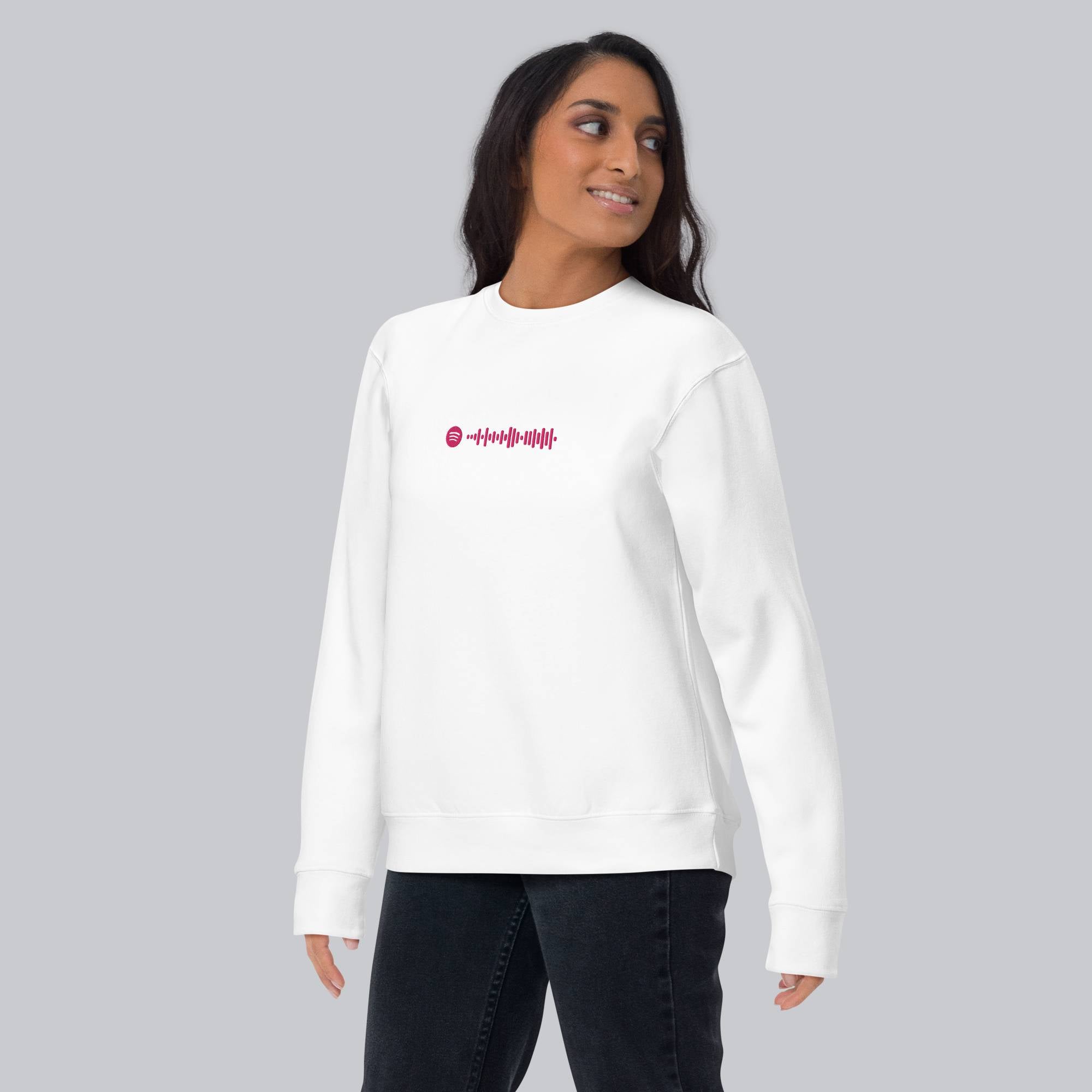 White long-sleeve shirt with custom Music Code