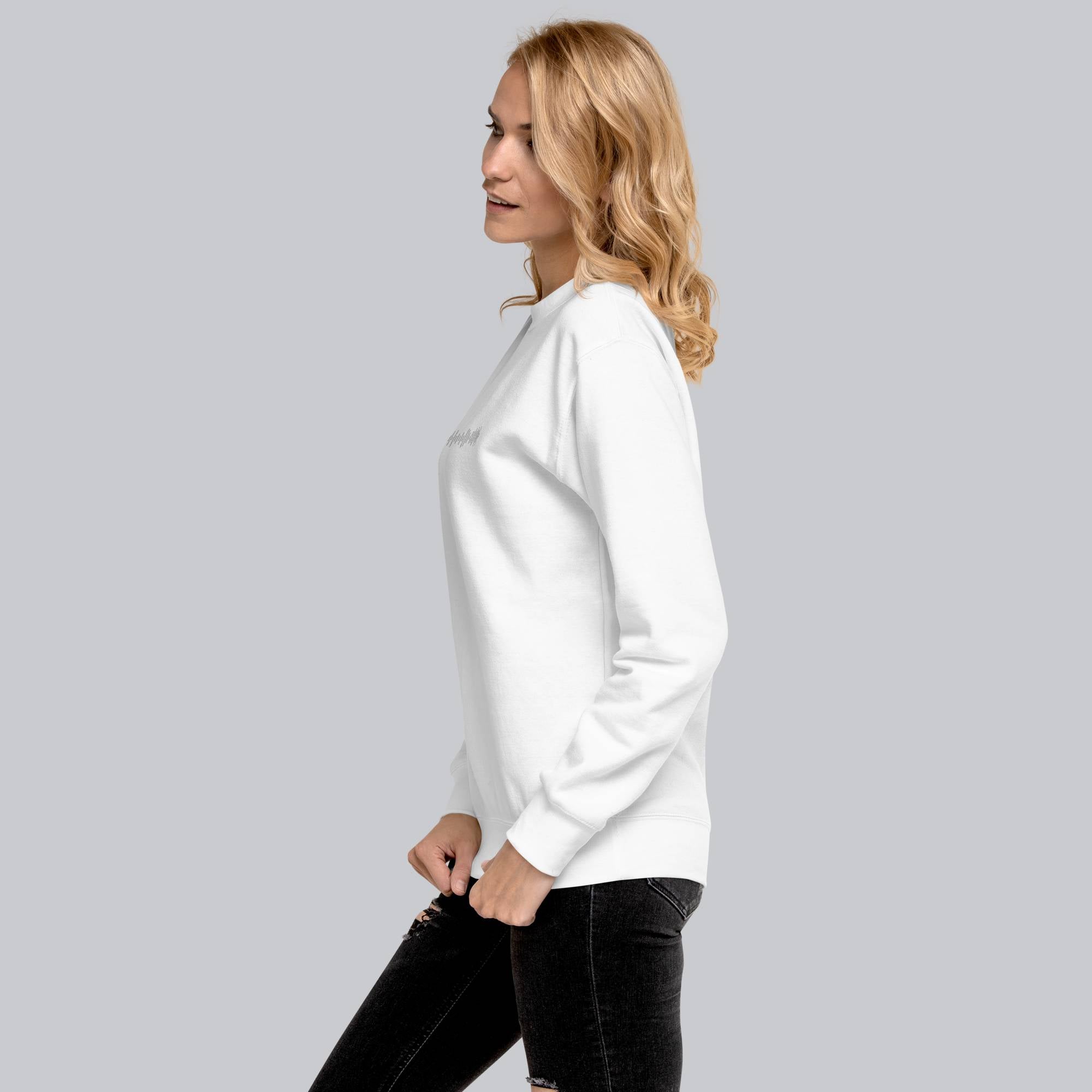White long-sleeve shirt with custom Music Code