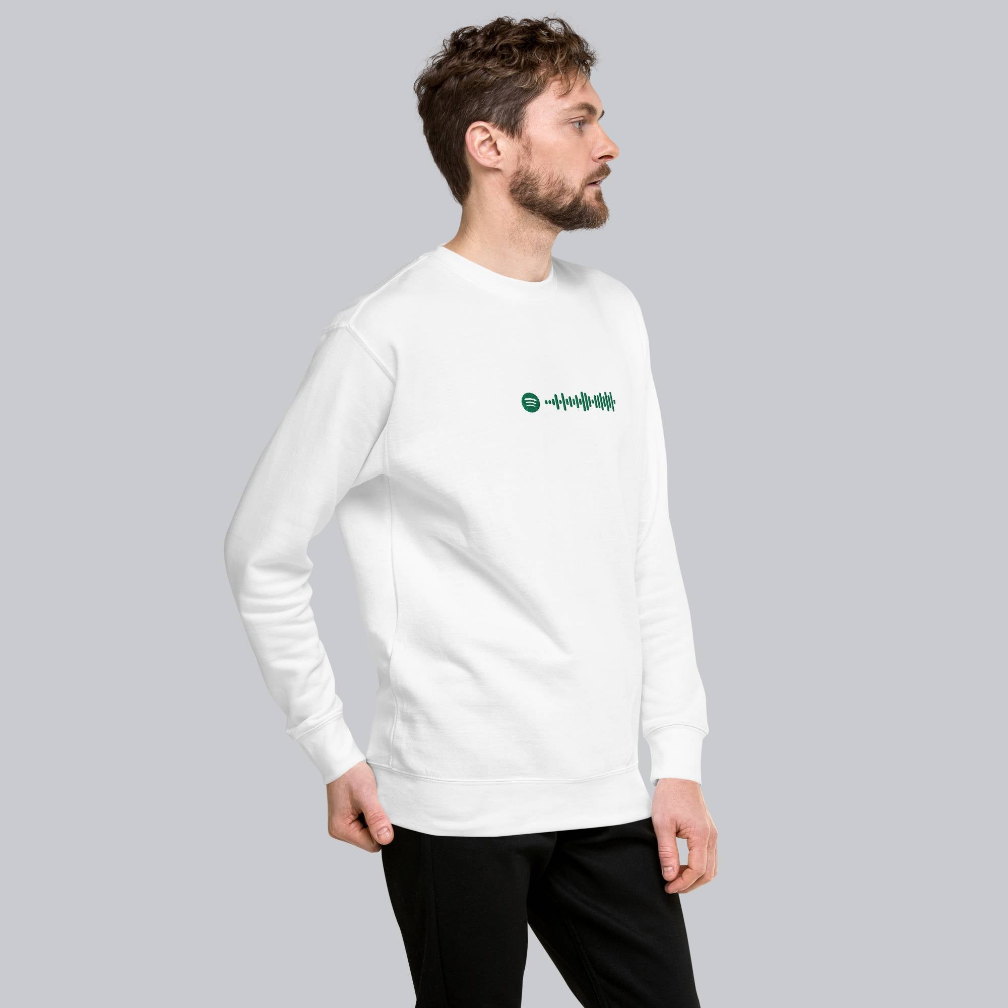 White long-sleeve shirt with custom Music Code