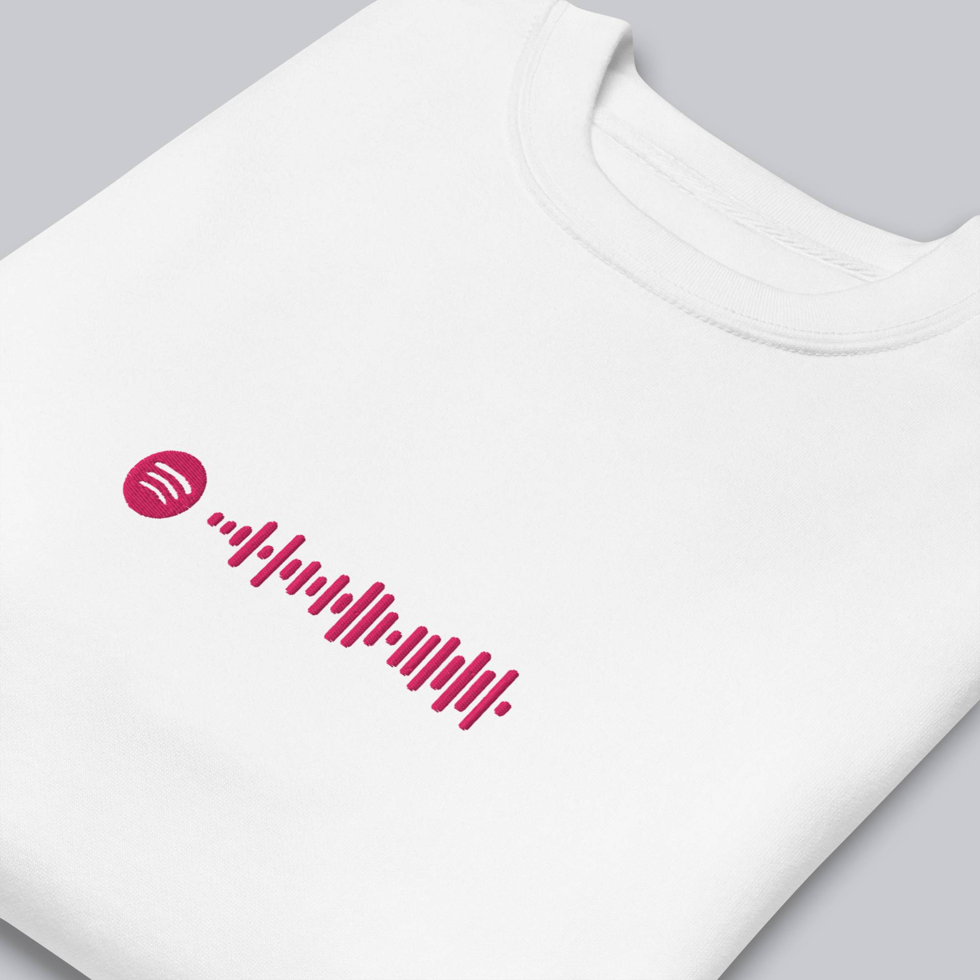 White long-sleeve shirt with custom Music Code