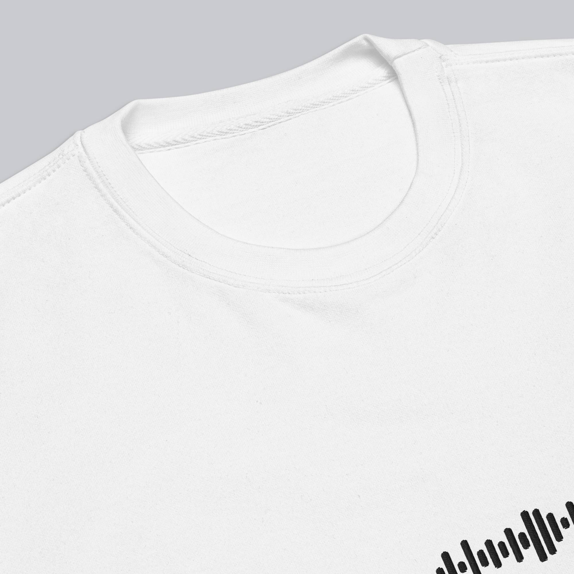 White long-sleeve shirt with custom Music Code