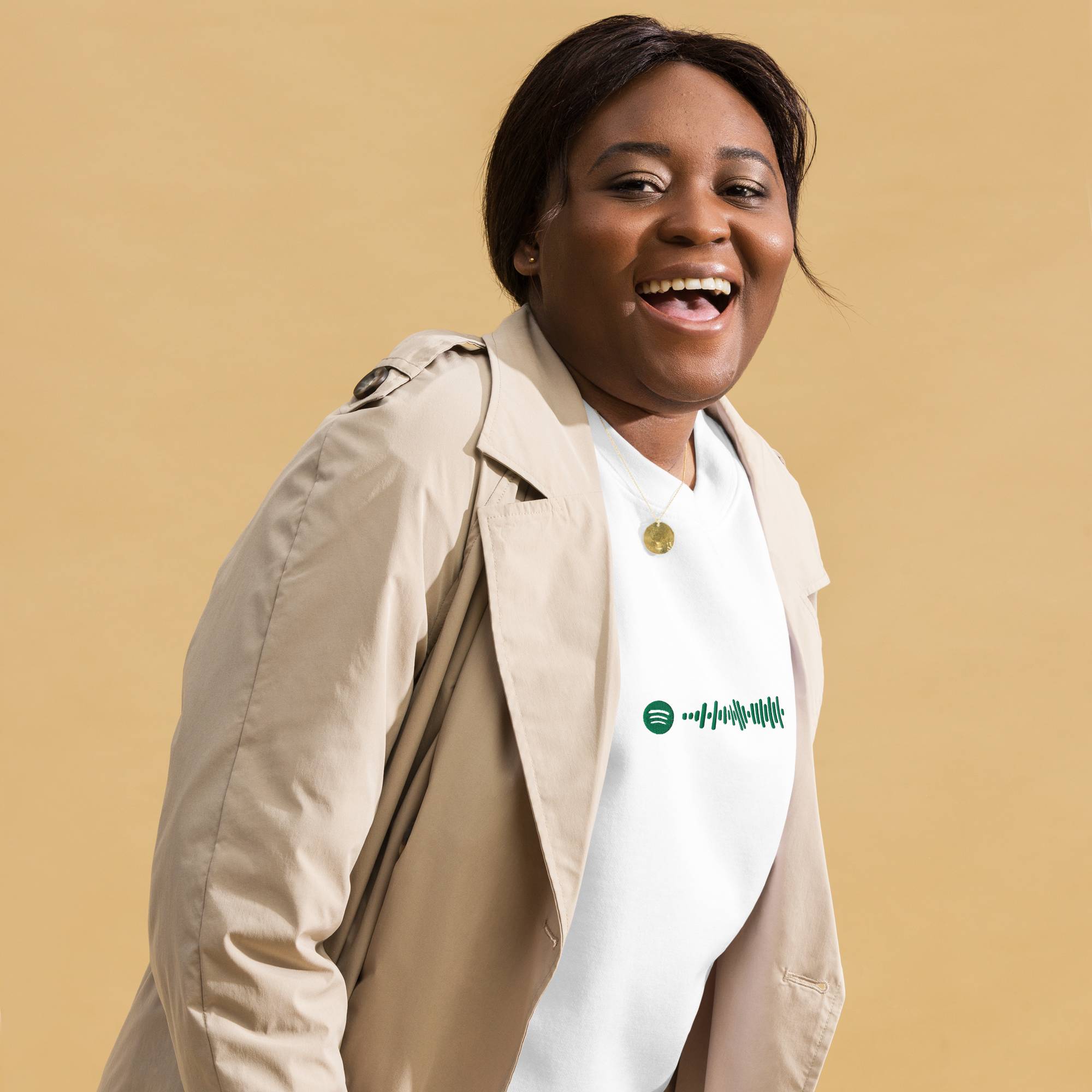 White long-sleeve shirt with custom Music Code