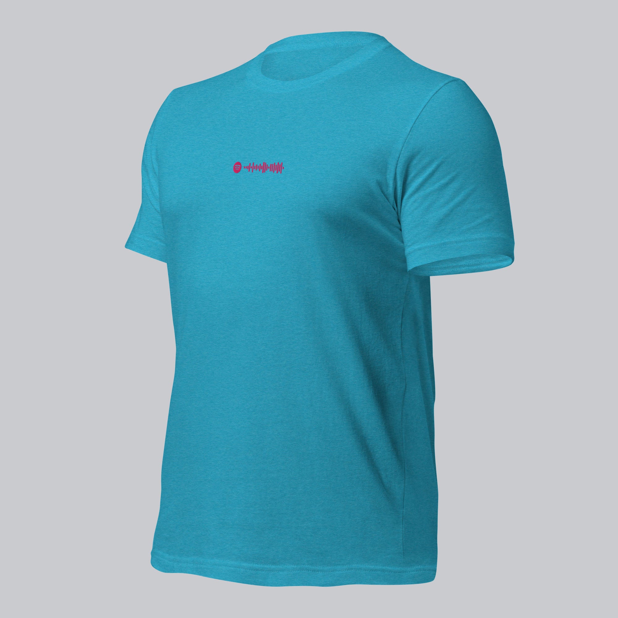 Aqua Tshirt with embroidered custom music code