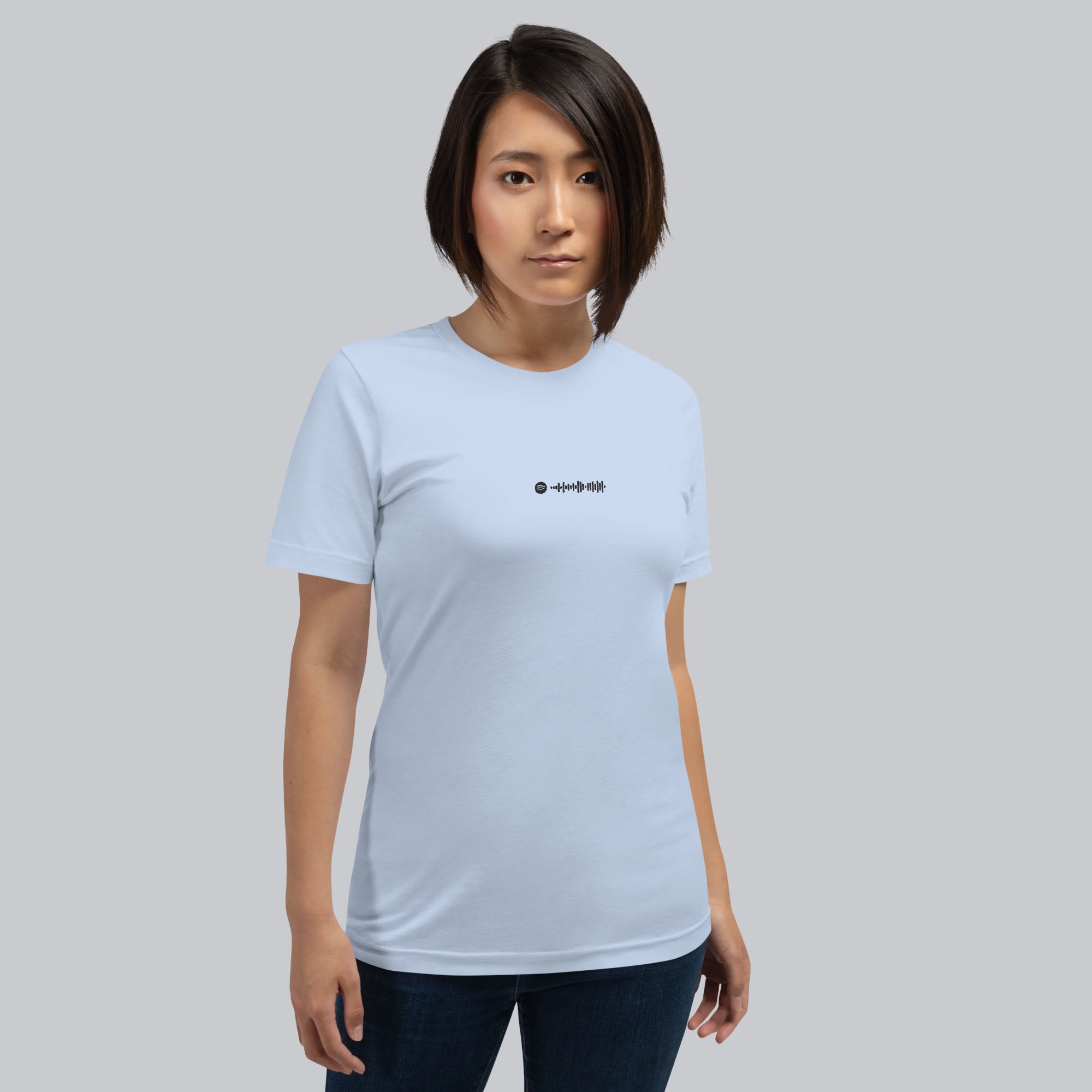 Baby blue unisex tshirt with custom music code