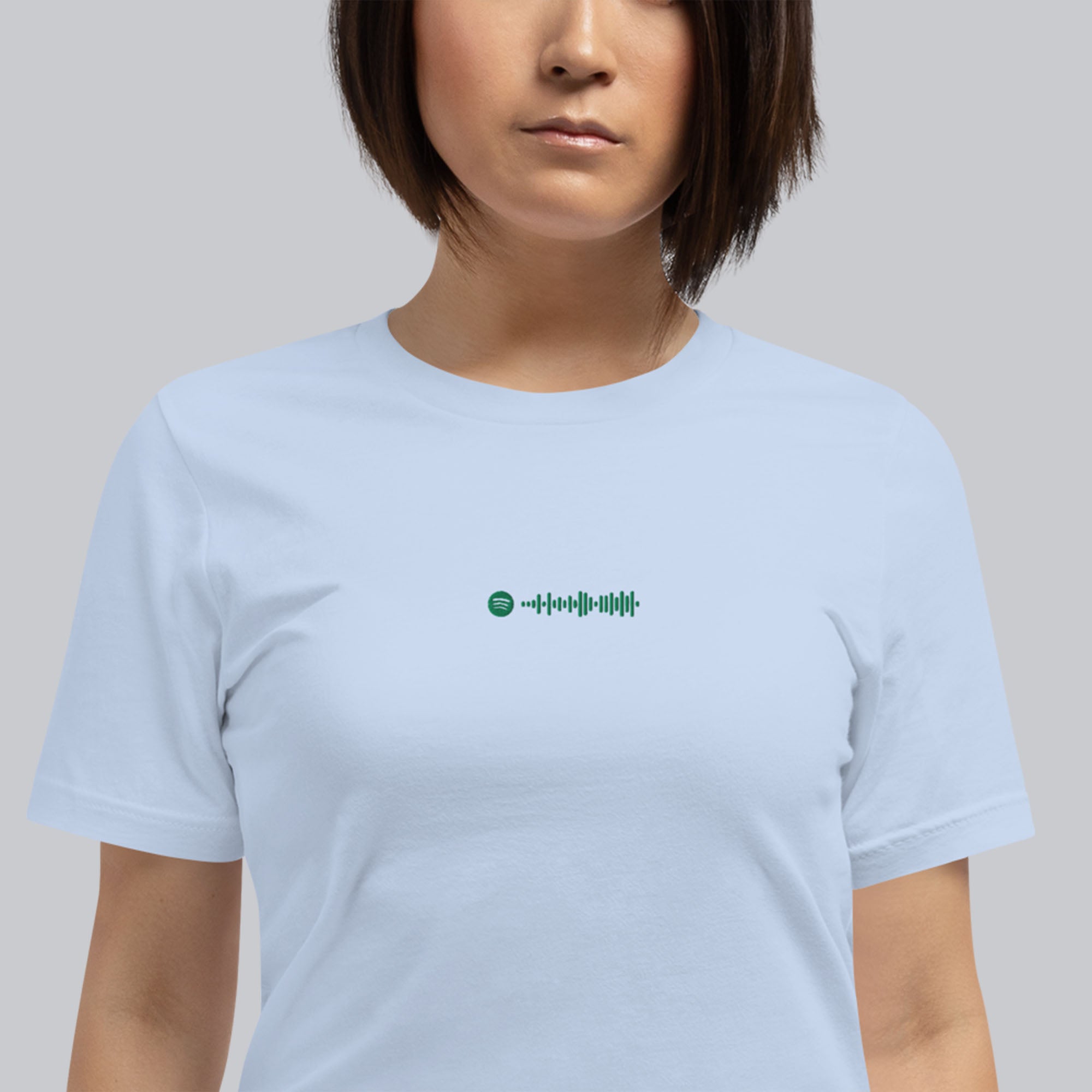 Baby blue unisex tshirt with custom music code