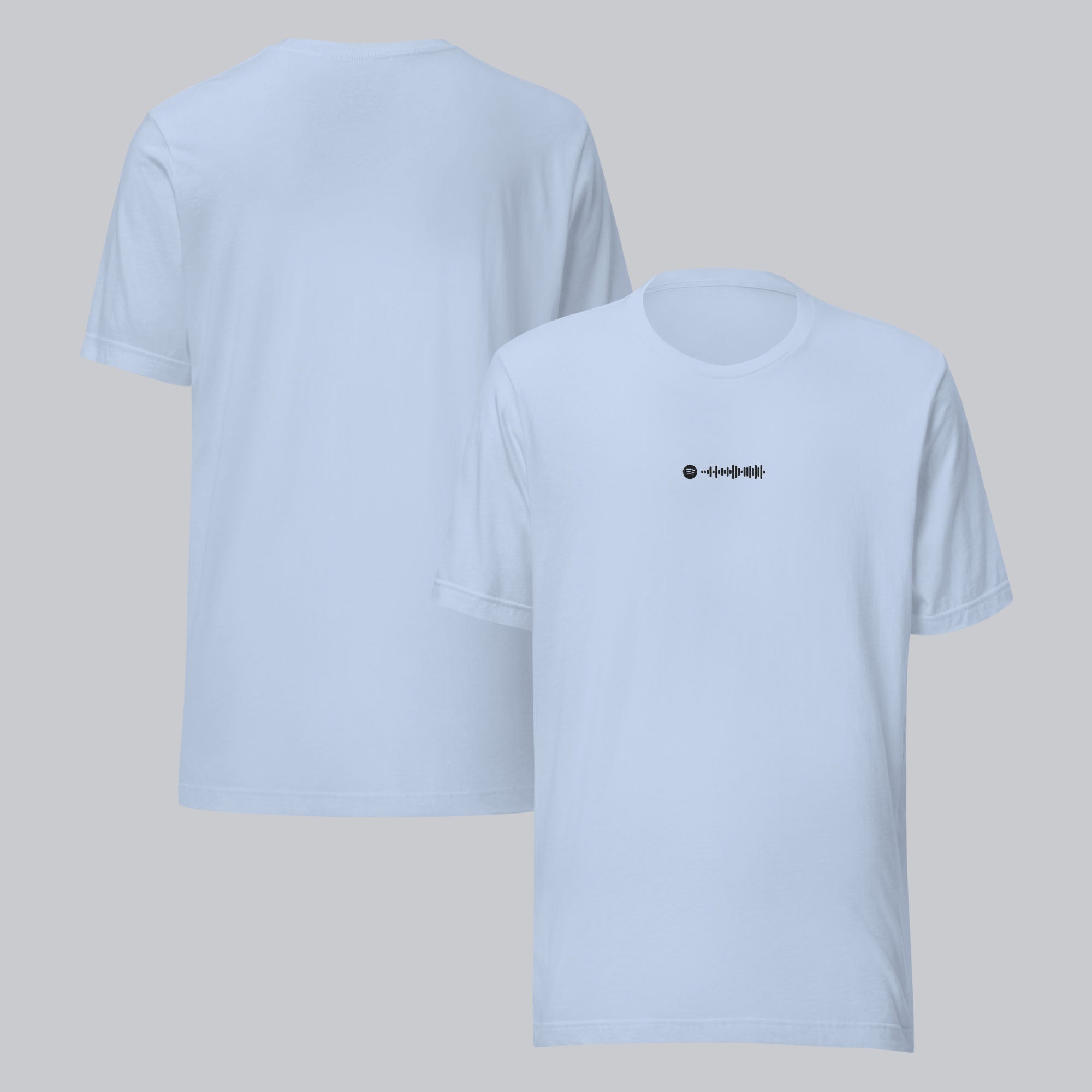 Baby blue unisex tshirt with custom music code