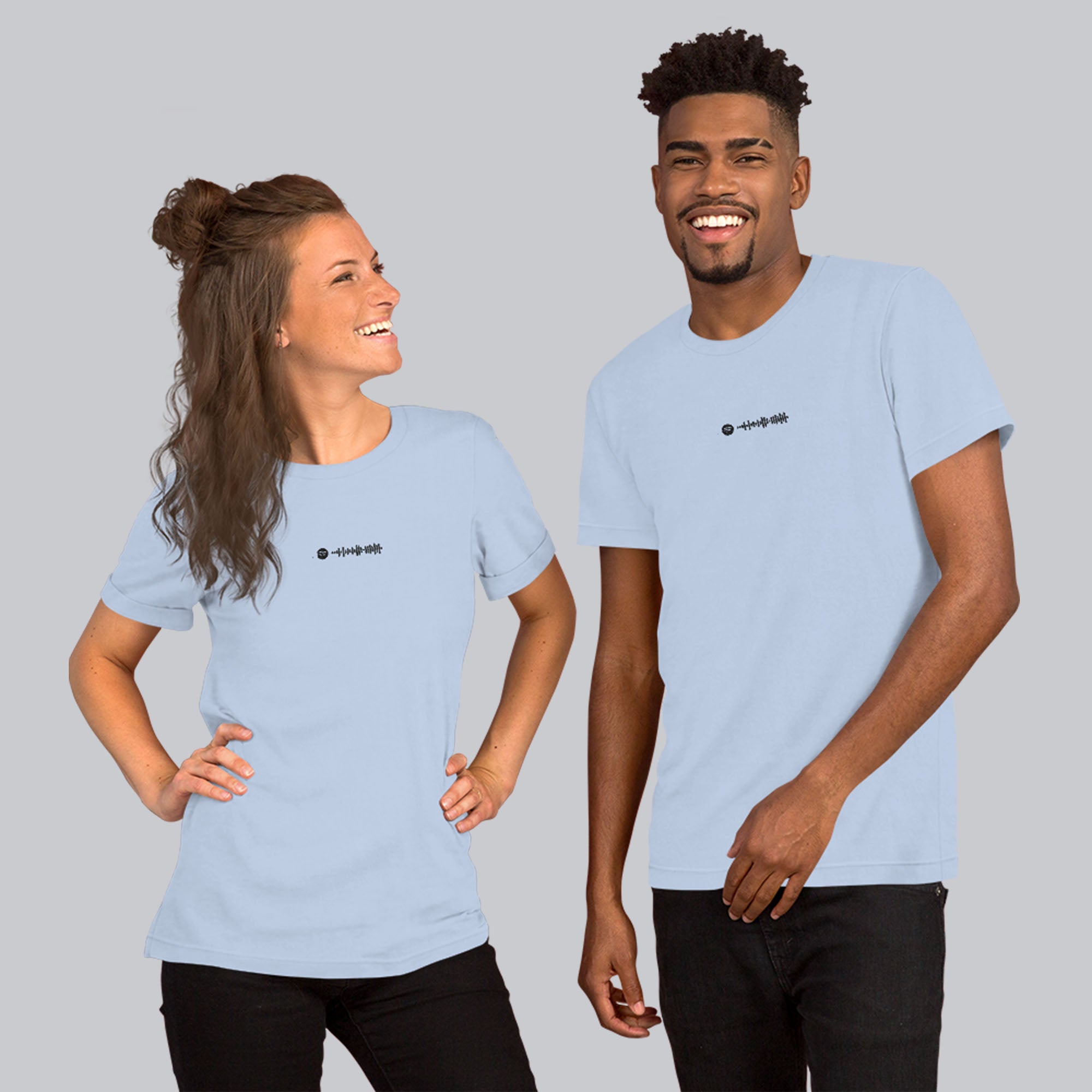Baby blue unisex tshirt with custom music code