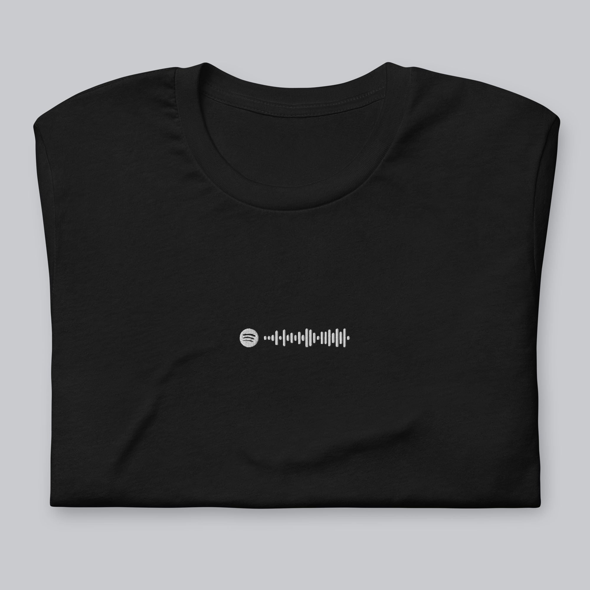 Black unisex tshirt with custom music code