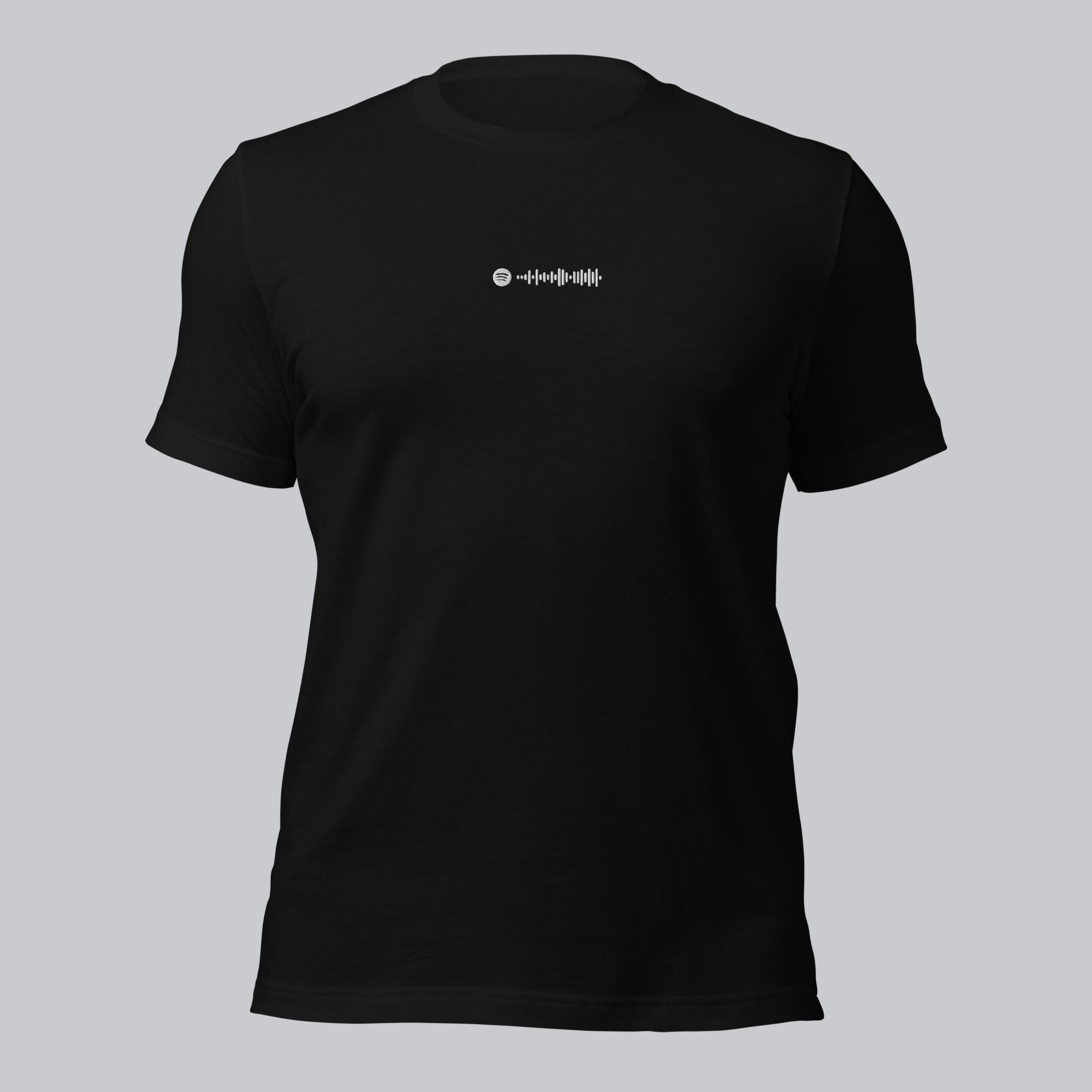 Black unisex tshirt with custom music code