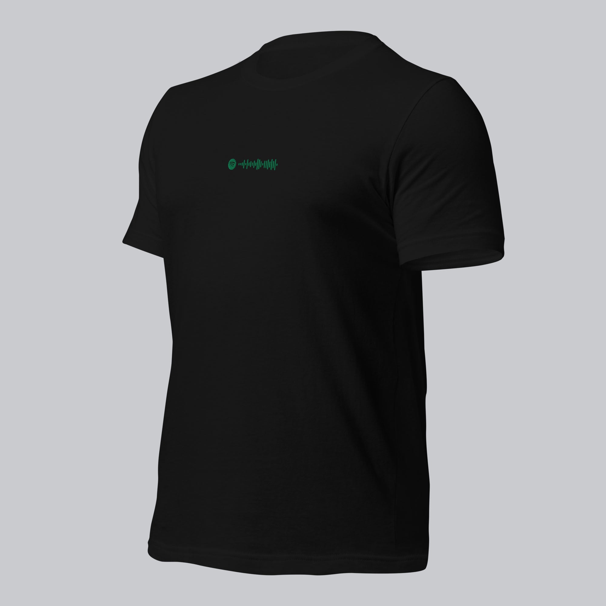 Black unisex tshirt with custom music code