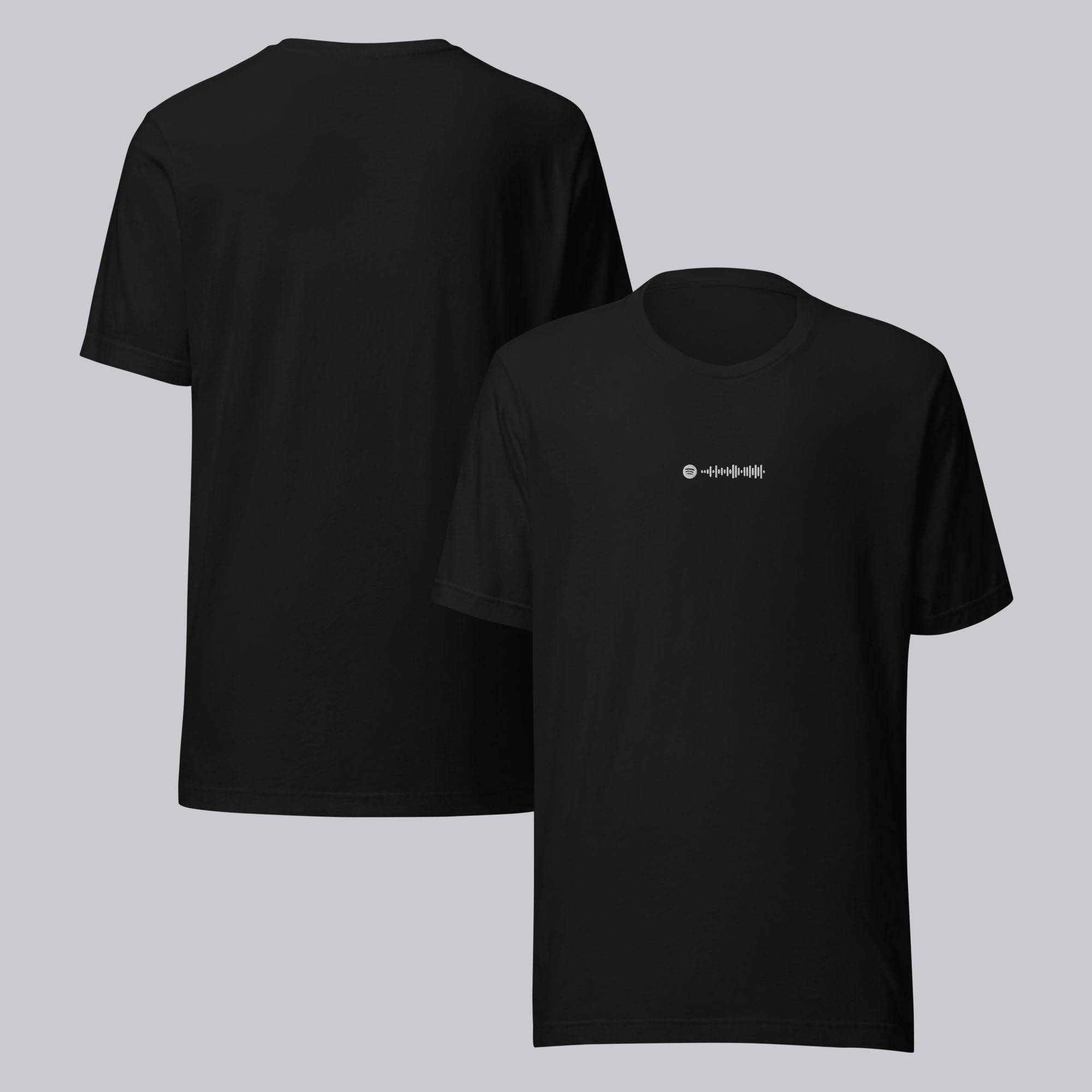 Black unisex tshirt with custom music code