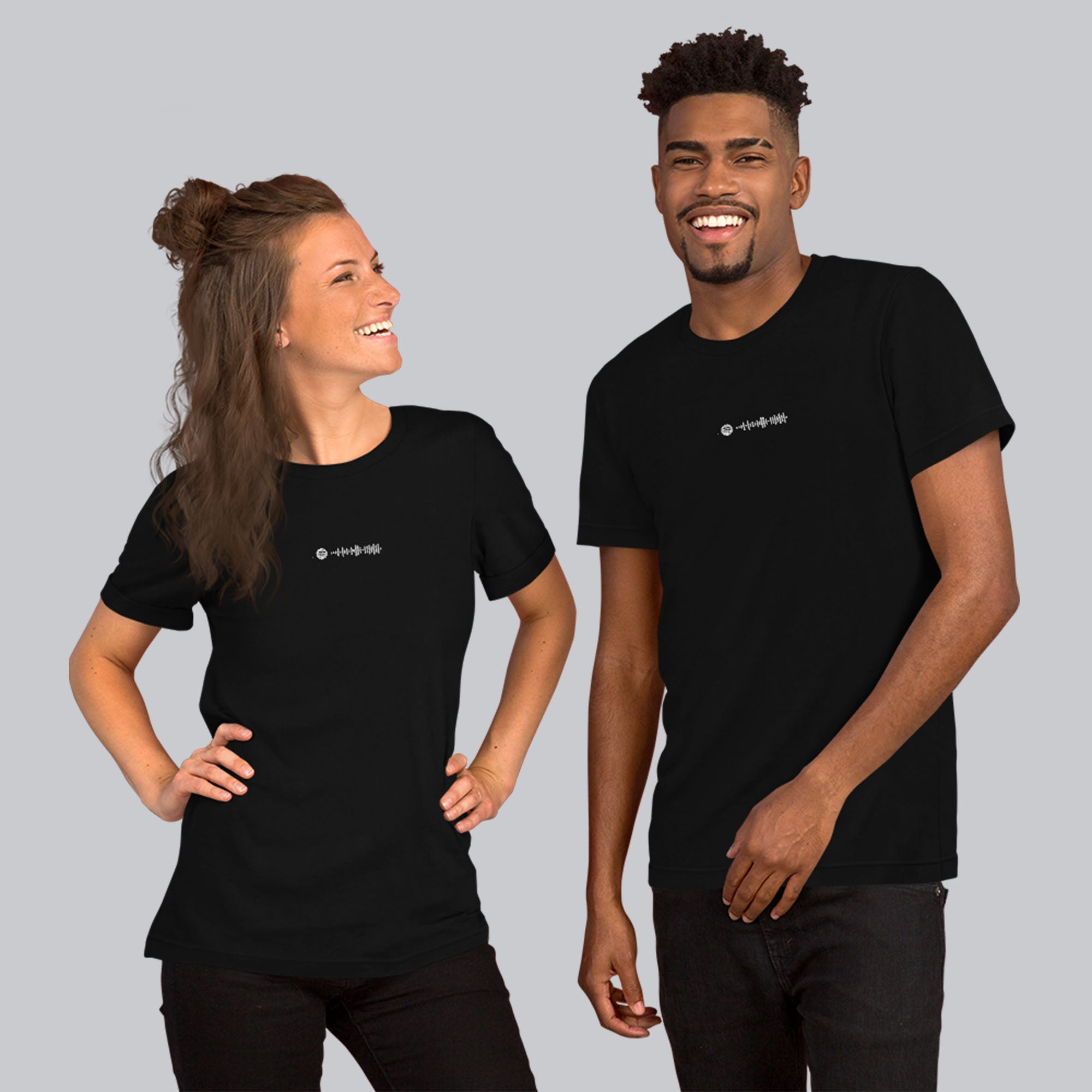 Black unisex tshirt with custom music code