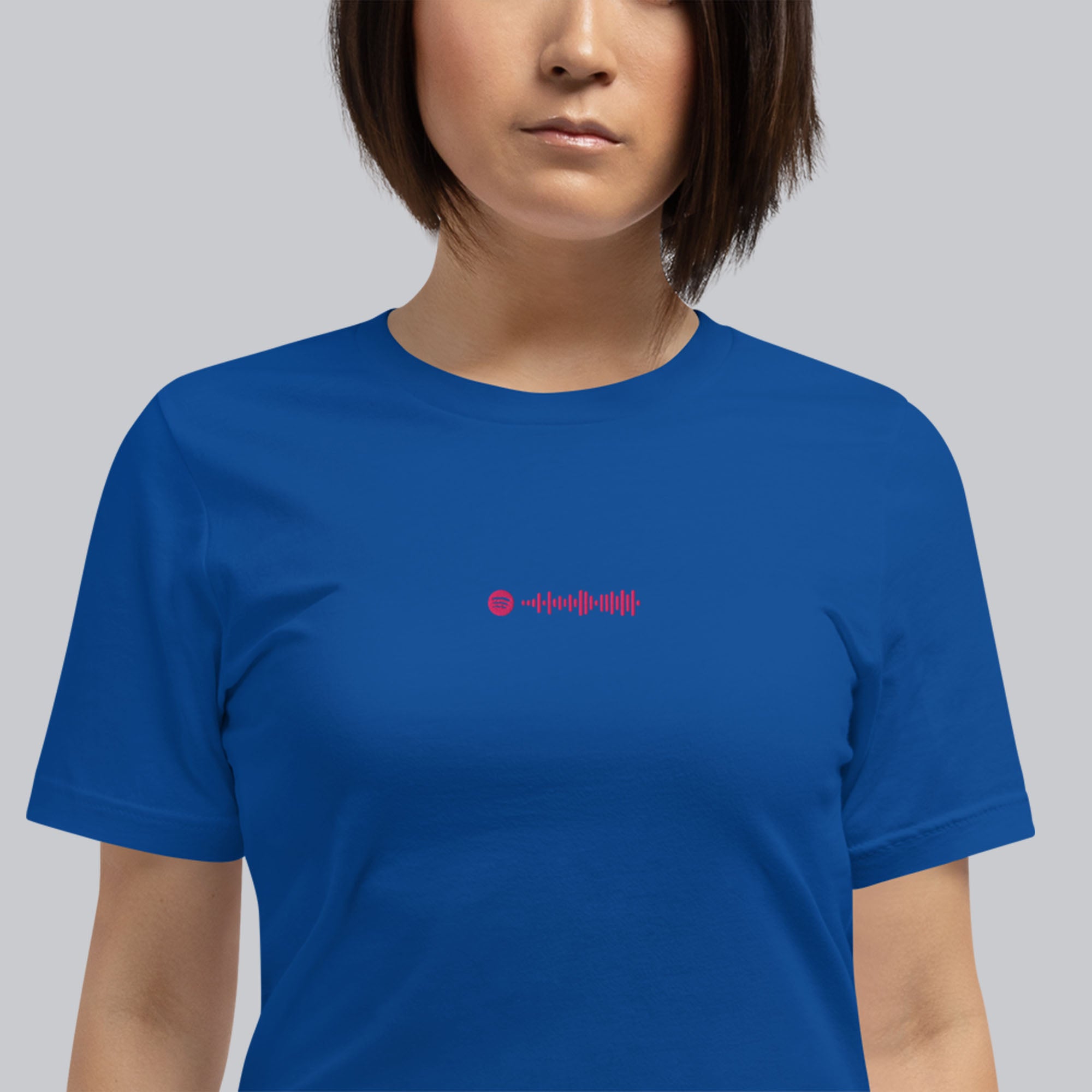 Blue unisex tshirt with custom music code