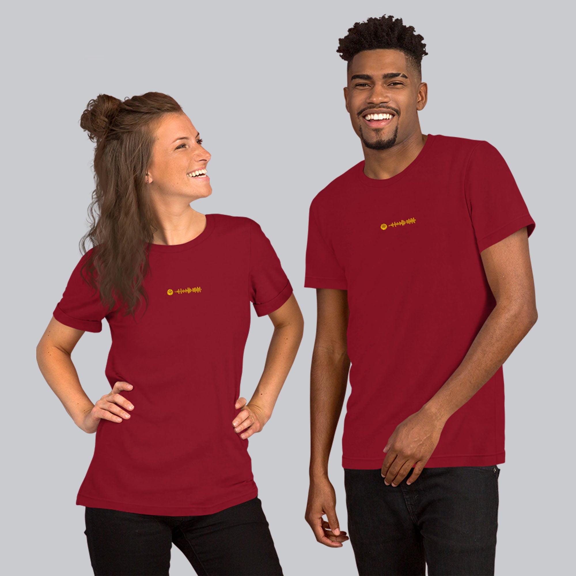 Bordeaux unisex tshirt with custom music code