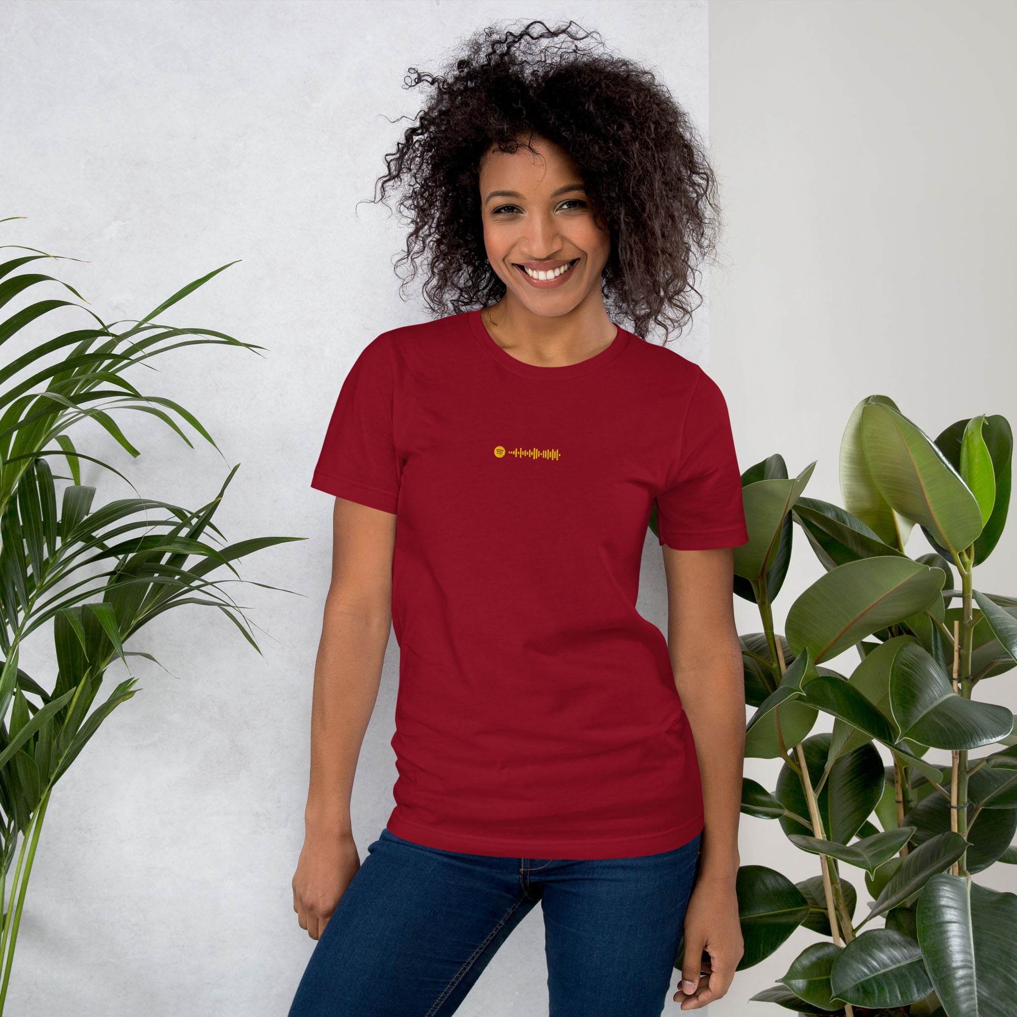 Bordeaux unisex tshirt with custom music code