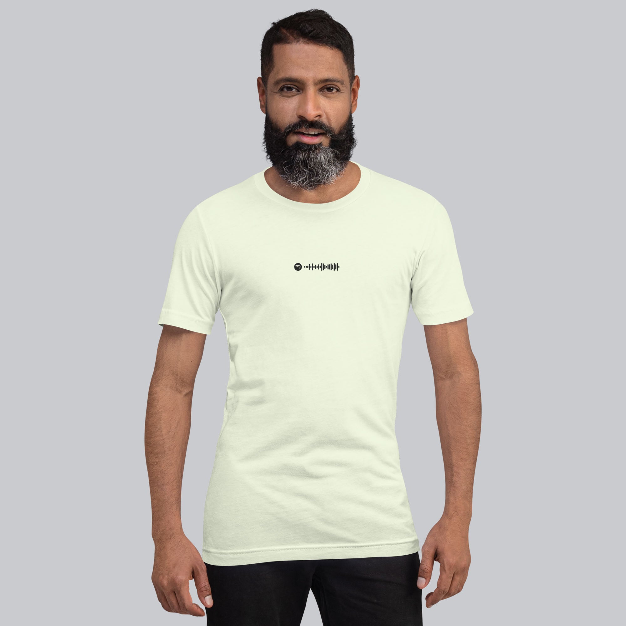 Light yellow unisex tshirt with custom music code
