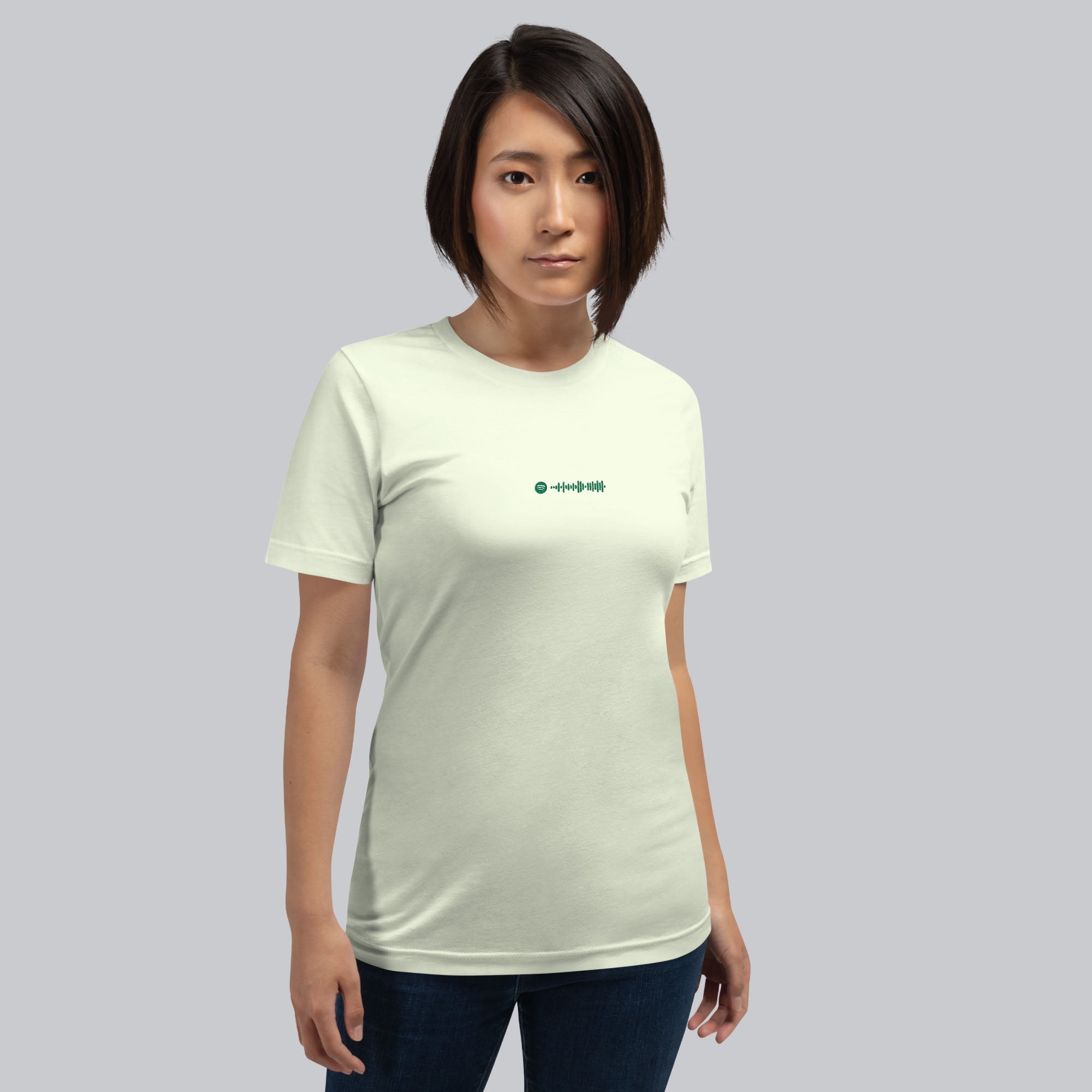 Light yellow unisex tshirt with custom music code