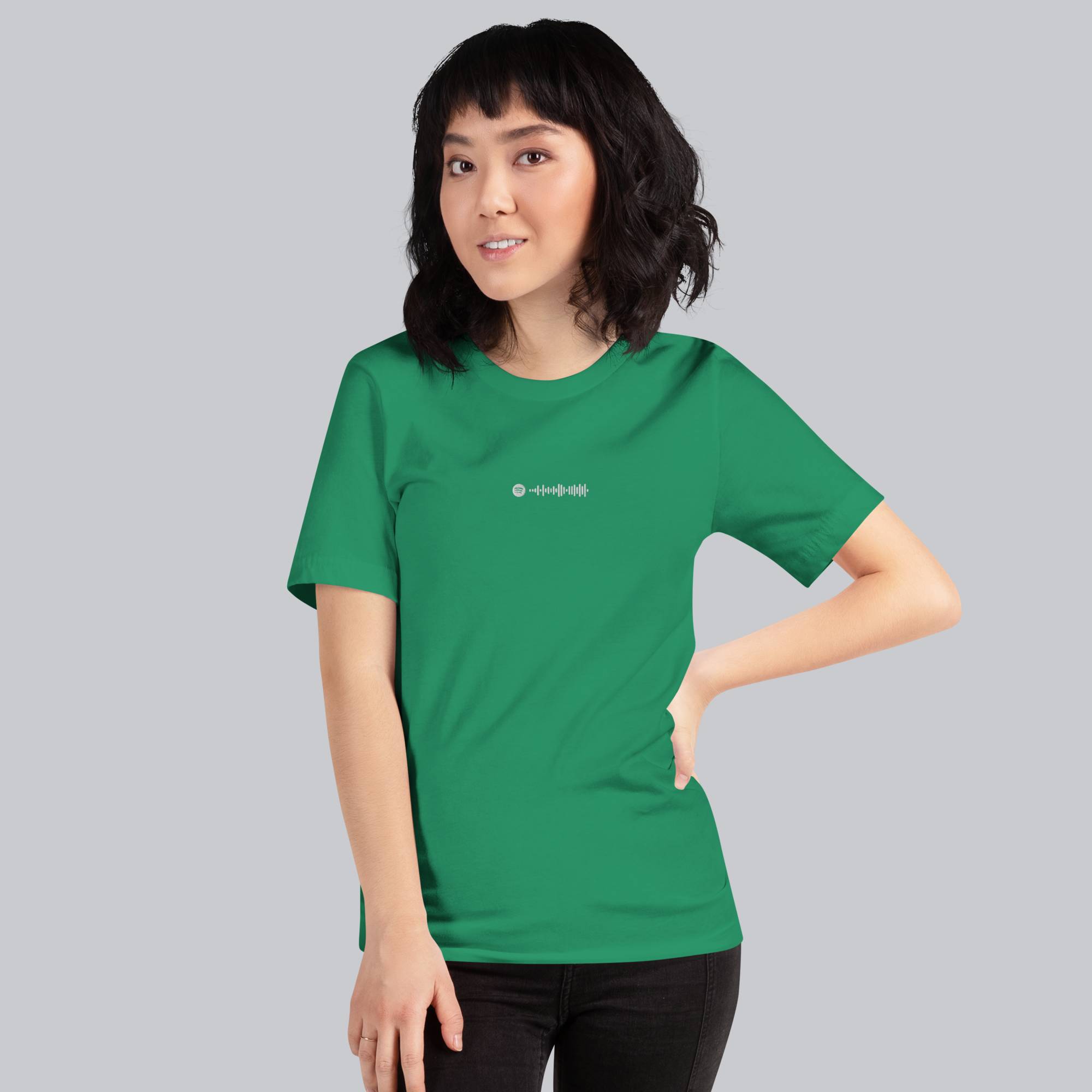 Green Tshirt with embroidered custom music code