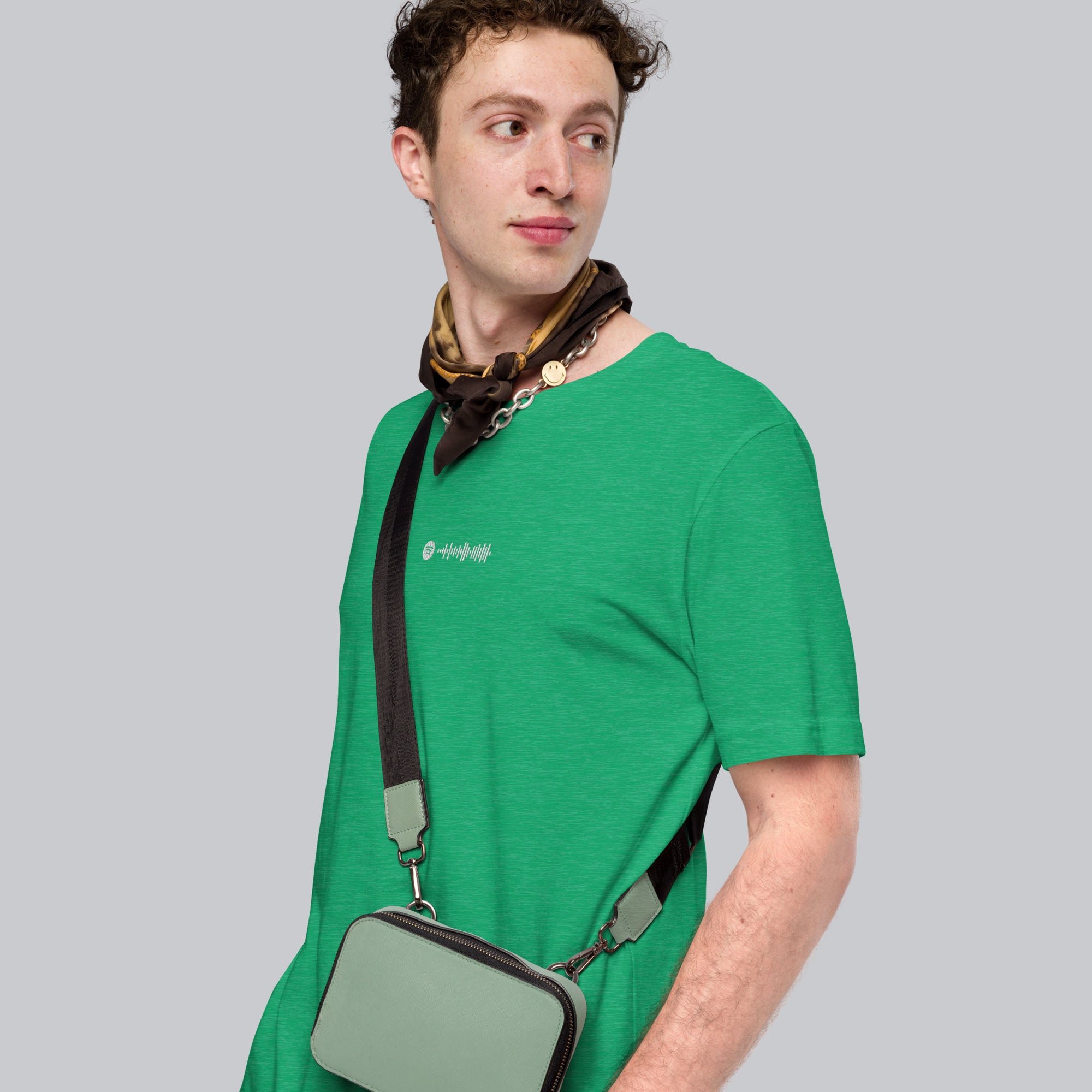 Green Tshirt with embroidered custom music code