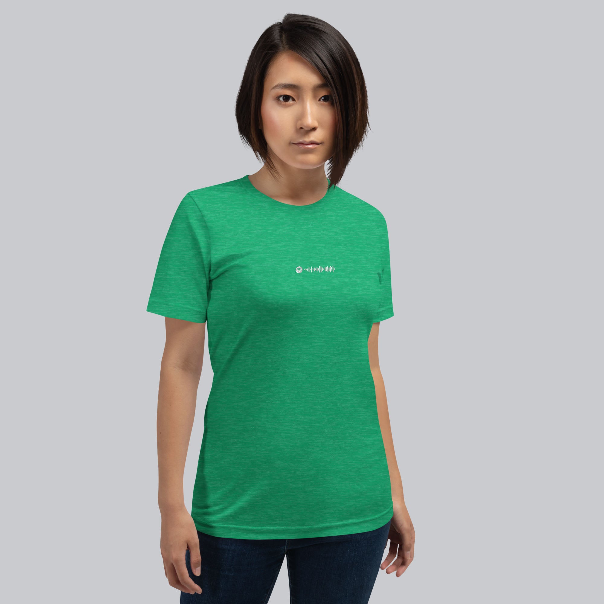 Green Tshirt with embroidered custom music code