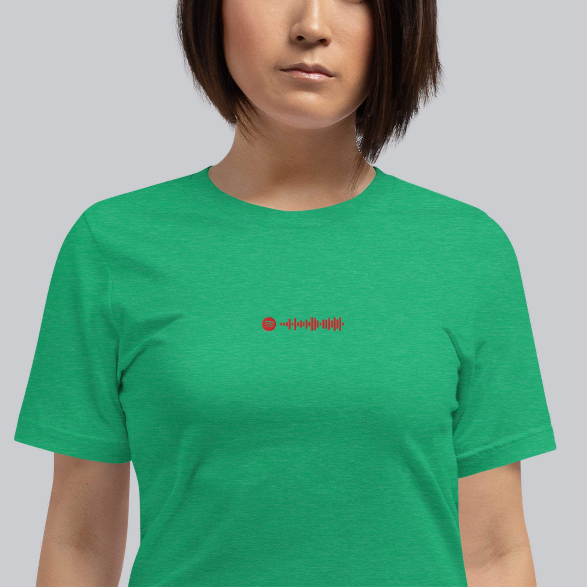 Green Tshirt with embroidered custom music code